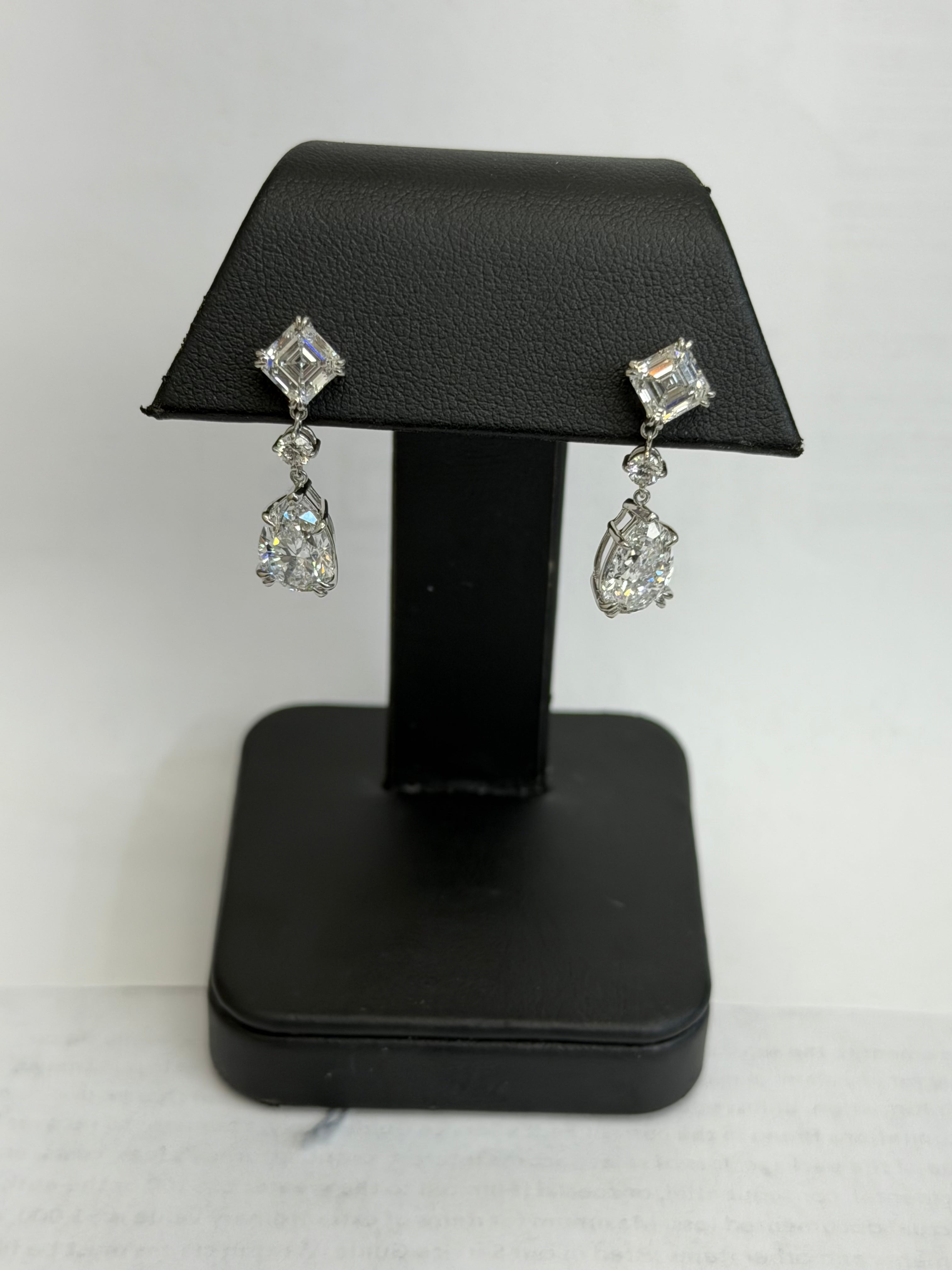 Platinum Lab Grown Diamond Drop Earrings – 6.34 CTW D/VS1