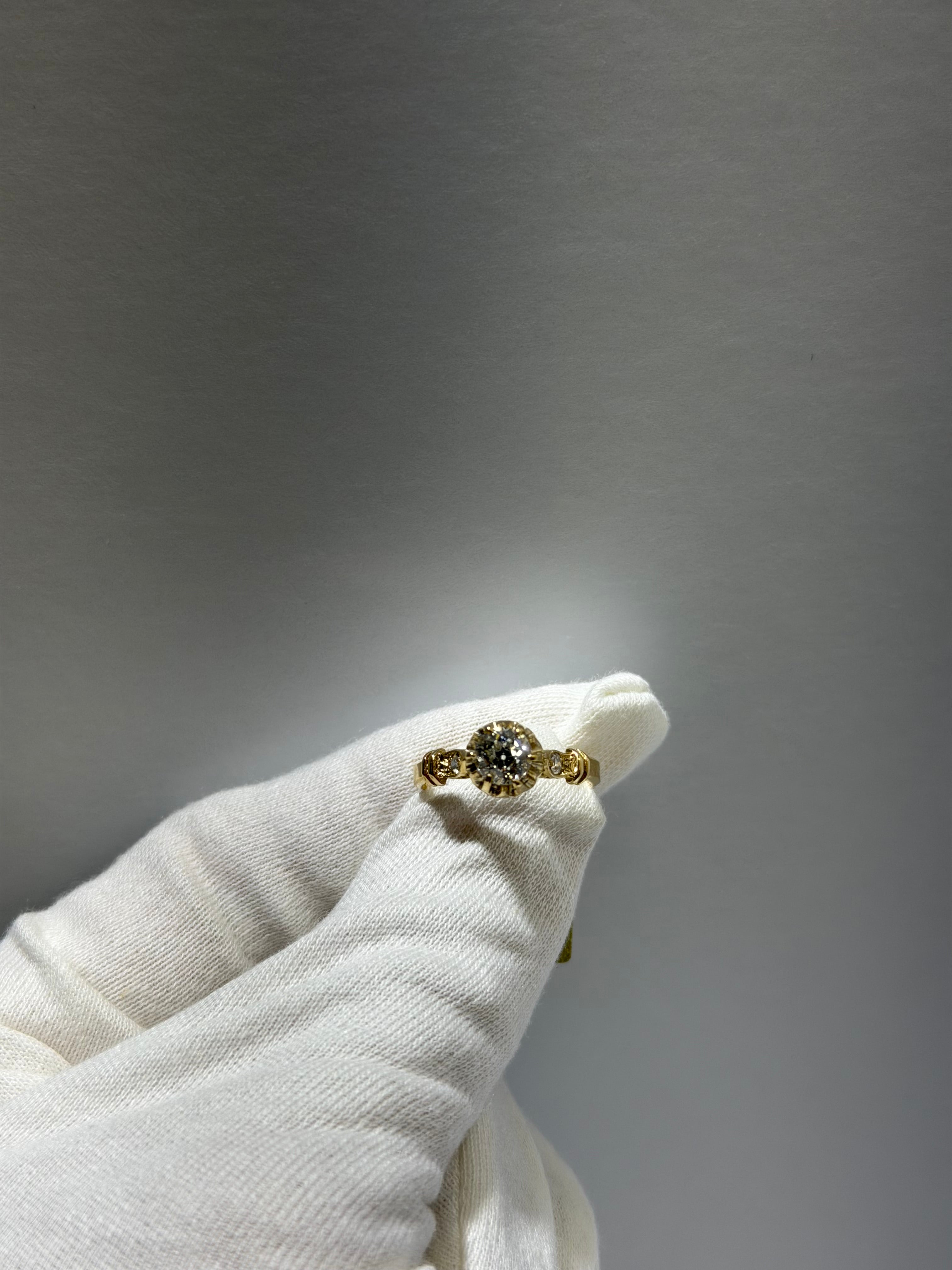 Antique Victorian 0.78 Carat Old European Cut Diamond Solitaire Ring in 14K Yellow Gold