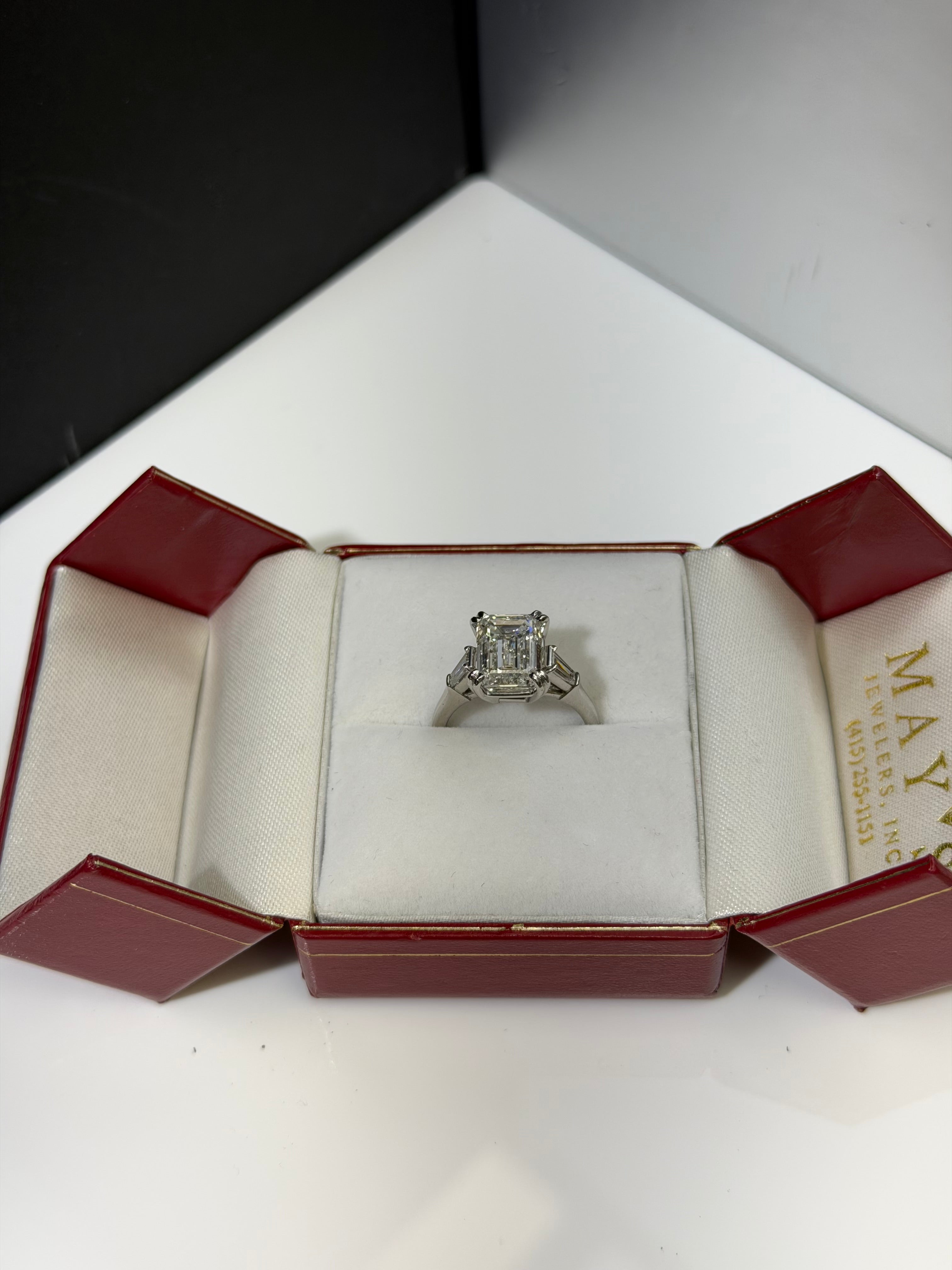 Vintage Harry Winston Platinum Emerald Cut Lab Diamond Ring | Restored Estate Mounting | 4.05 CT