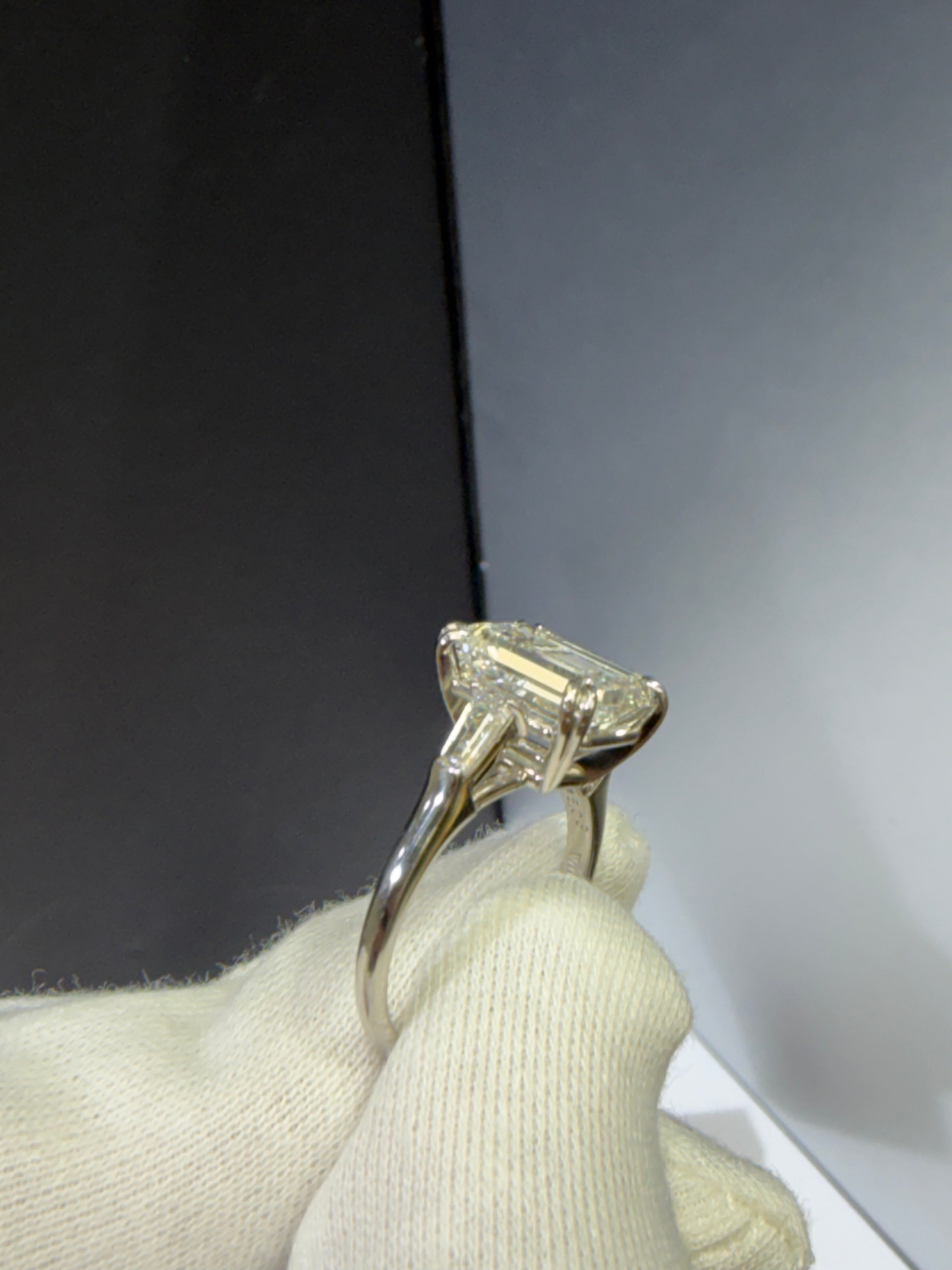 Vintage Harry Winston Platinum Emerald Cut Lab Diamond Ring | Restored Estate Mounting | 4.05 CT