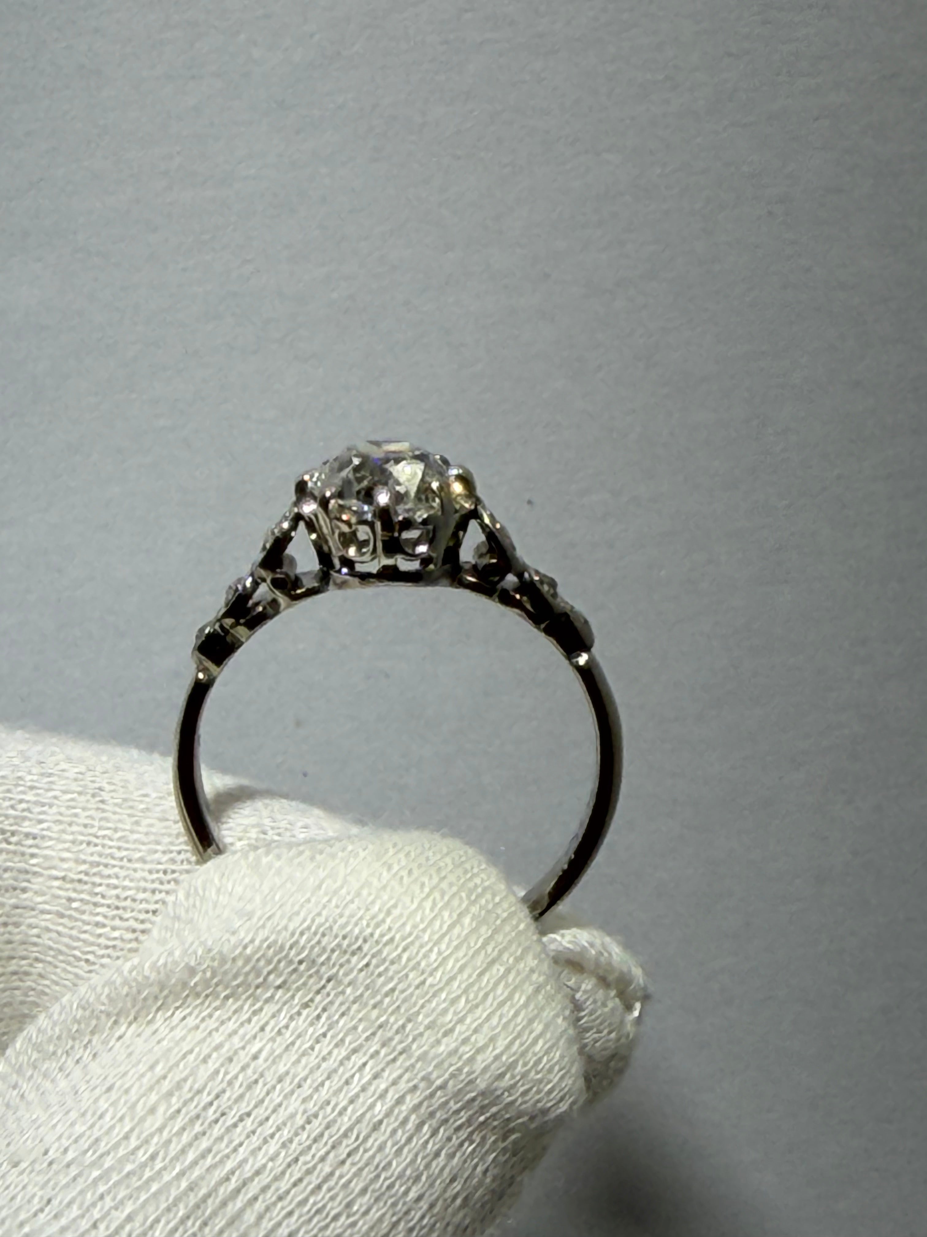 Art Deco Platinum Engagement Ring (c. 1920–1925) with 1.20 ct GIA Old European Cut Diamond & Antique Accent Diamonds