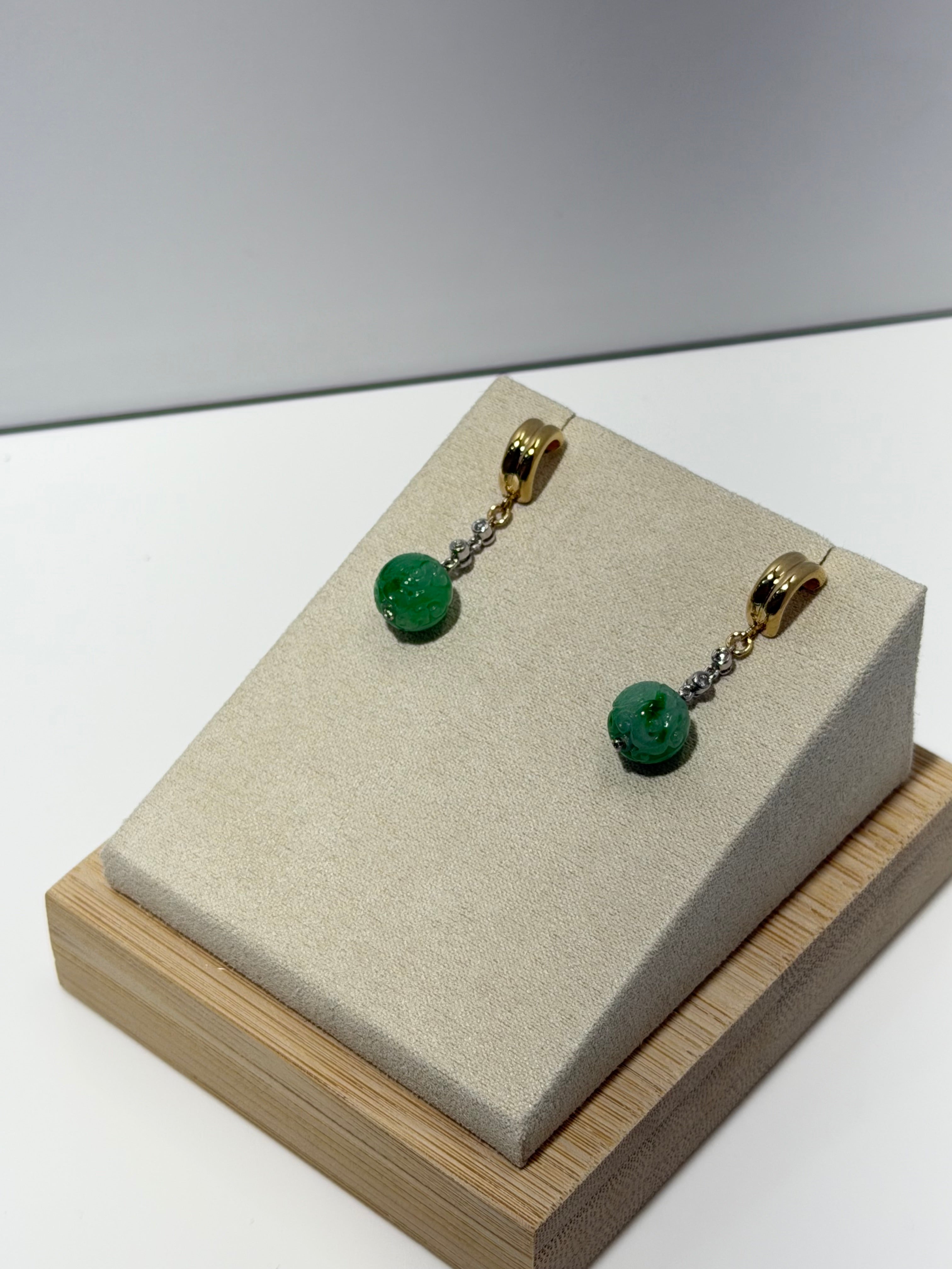 Jade & Diamond Drop Earrings