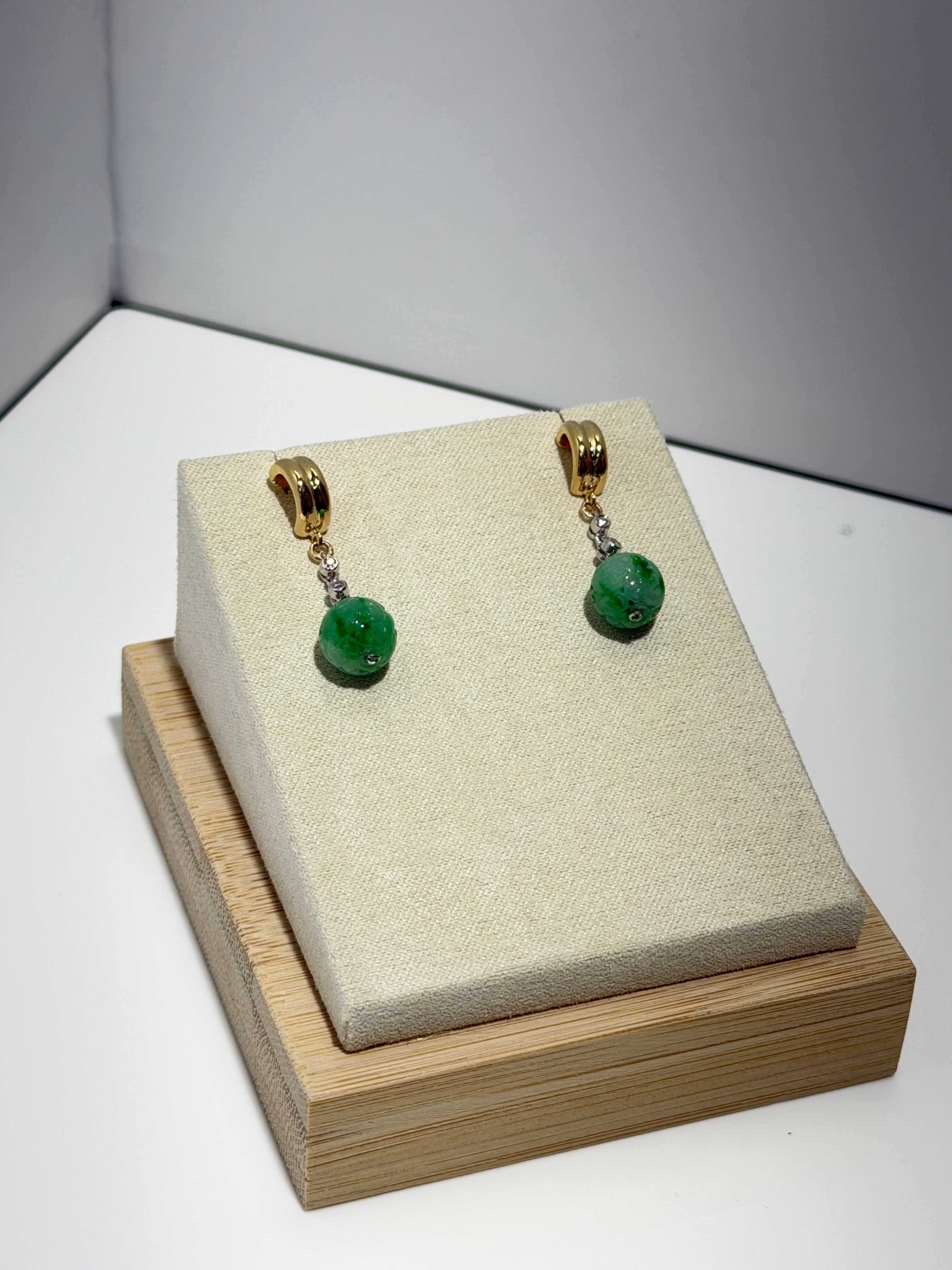 Jade & Diamond Drop Earrings