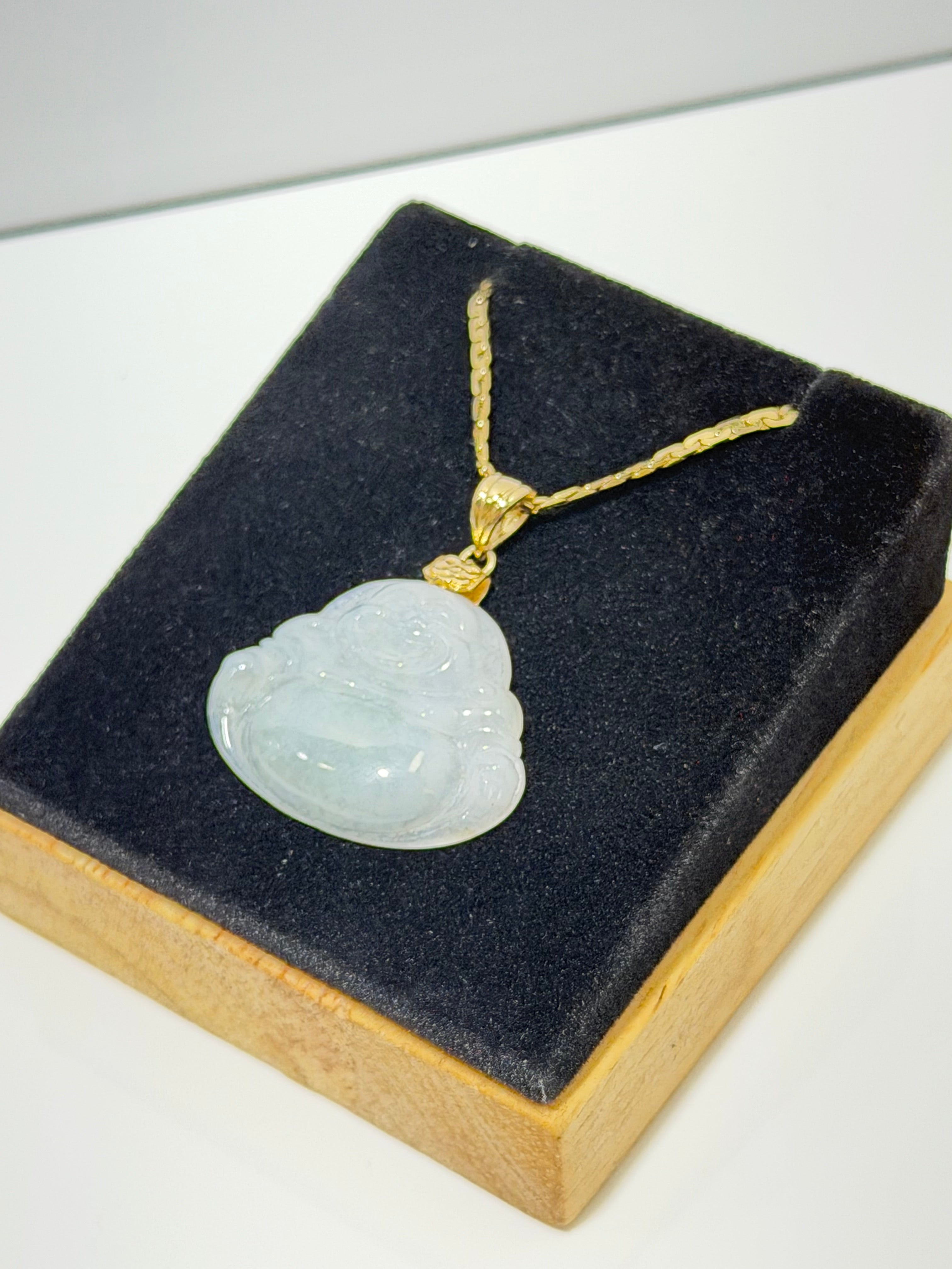 Ice Jade Laughing Buddha Pendant