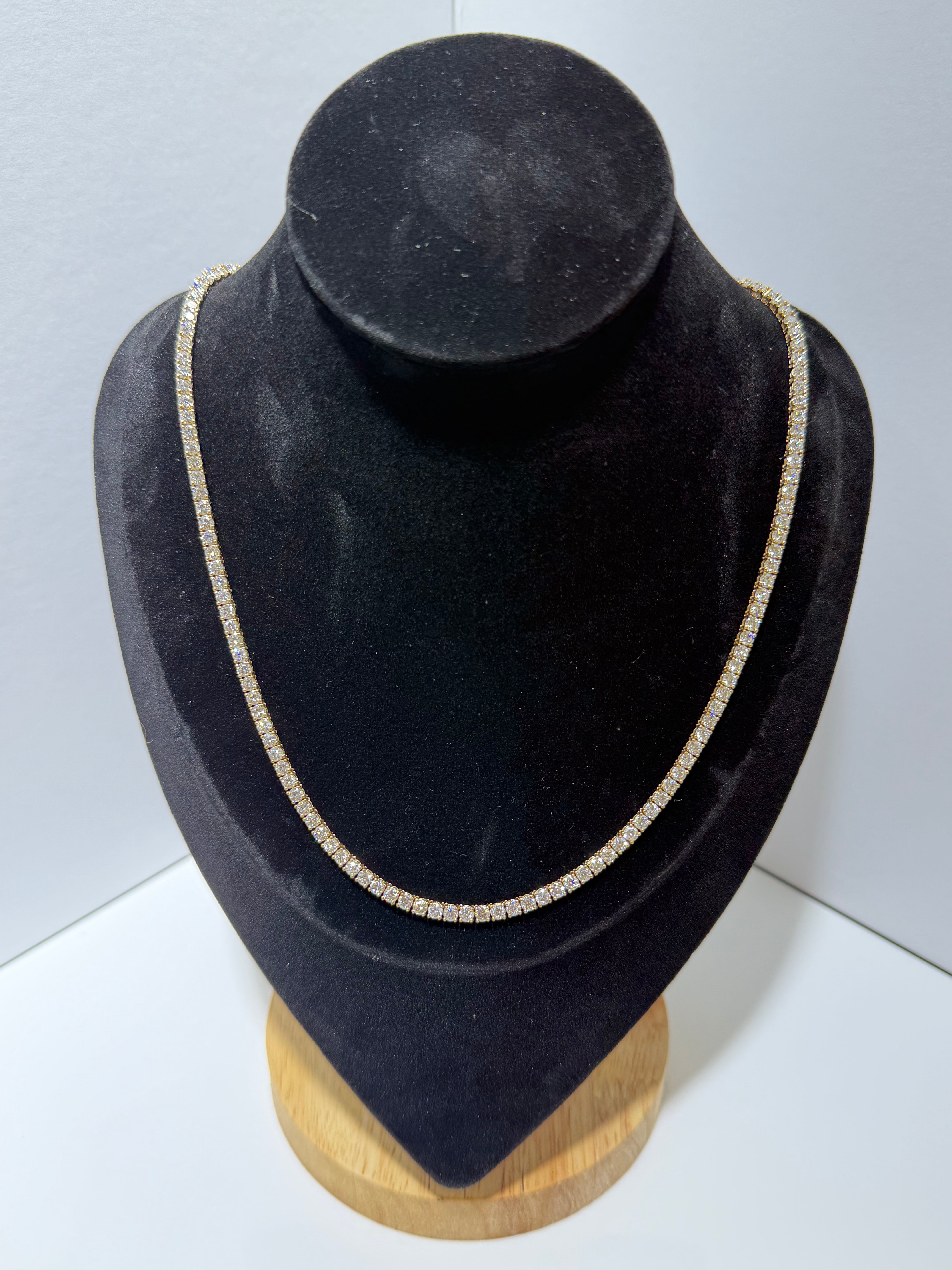12 CTW Lab Grown Diamond Tennis Necklace – 14K Yellow Gold