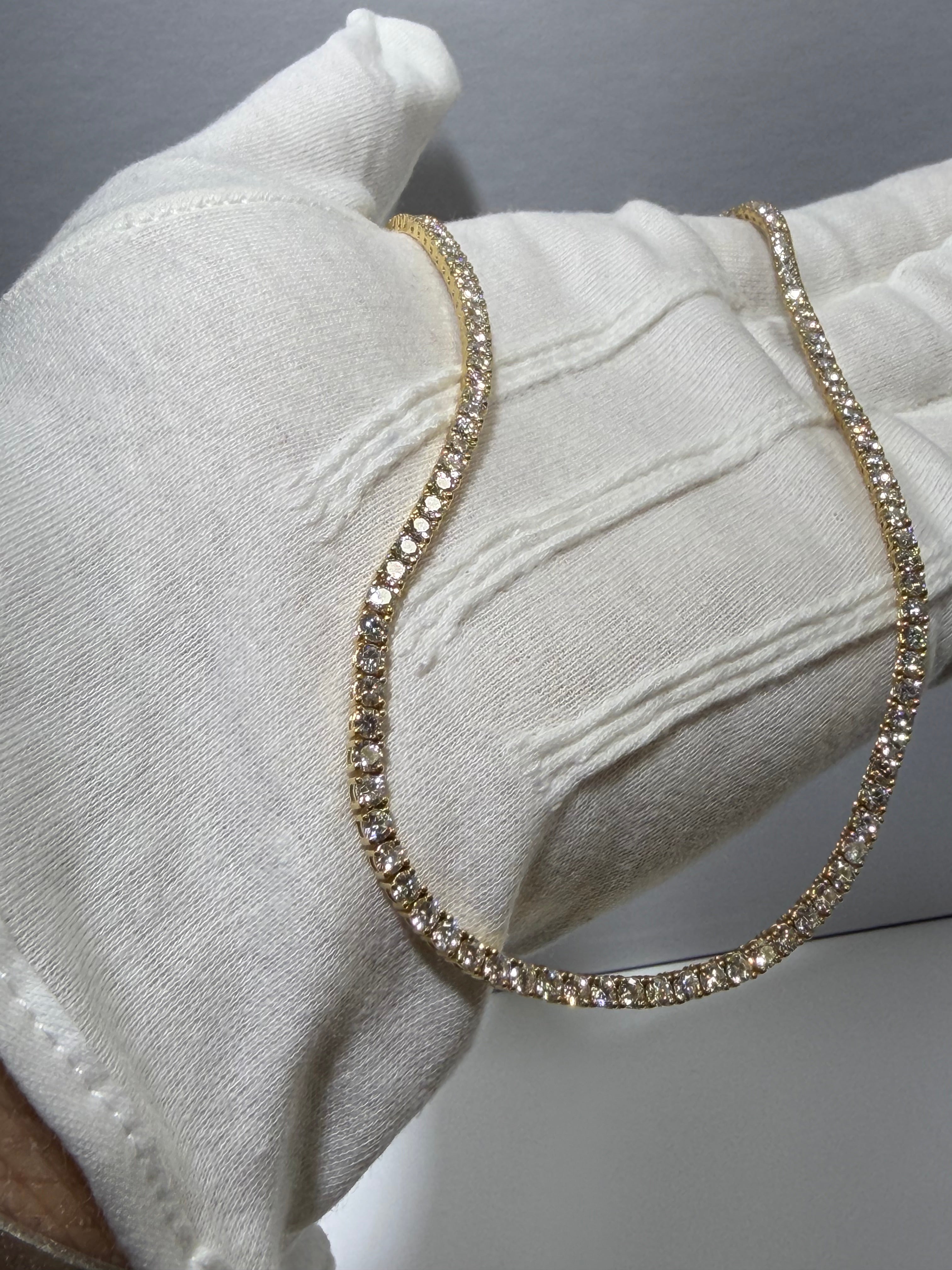 12 CTW Lab Grown Diamond Tennis Necklace – 14K Yellow Gold