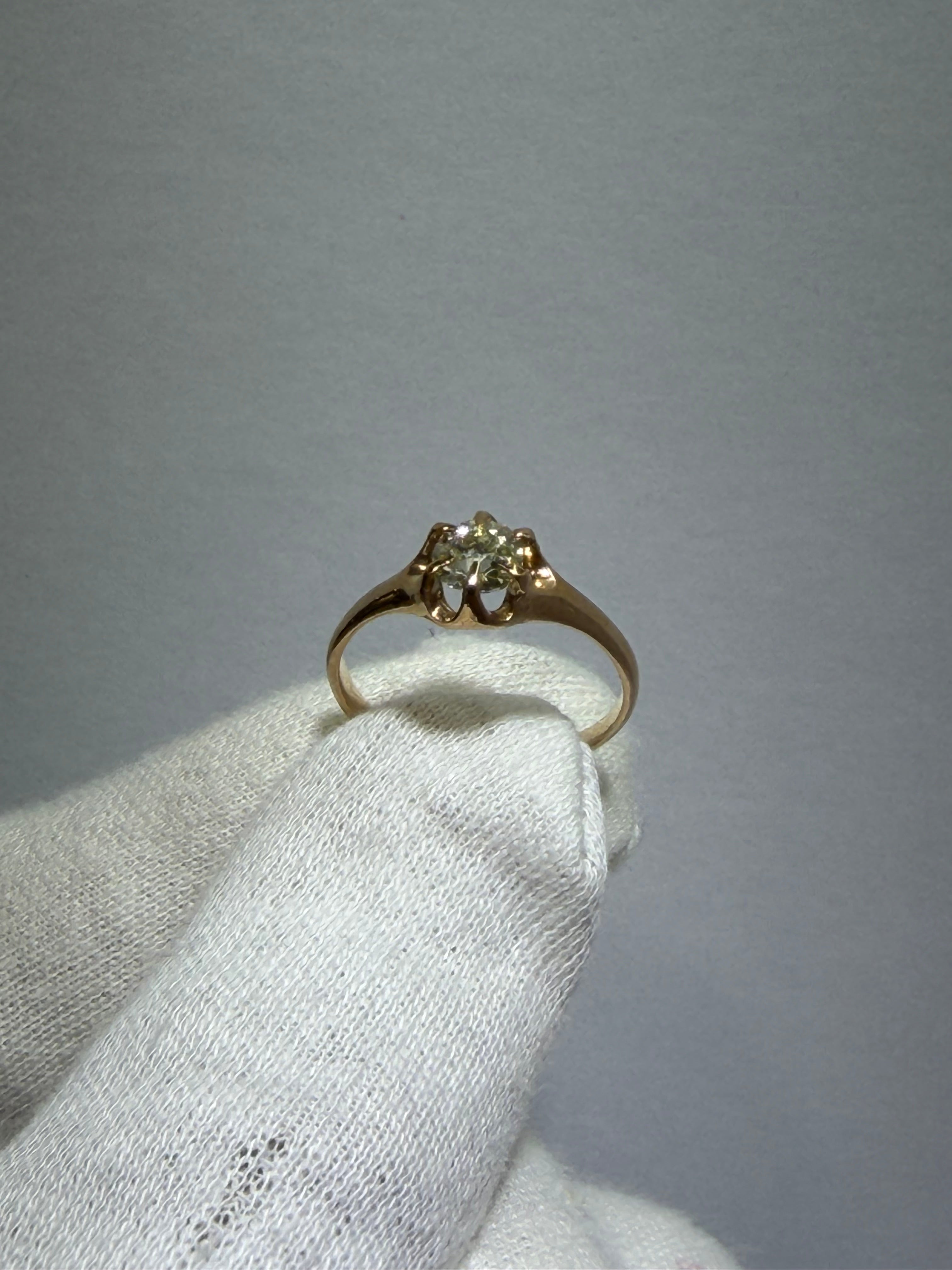 Antique Late Victorian 18K Rose Gold Solitaire Ring with 0.57ct Old European Cut Diamond, circa 1885–1905