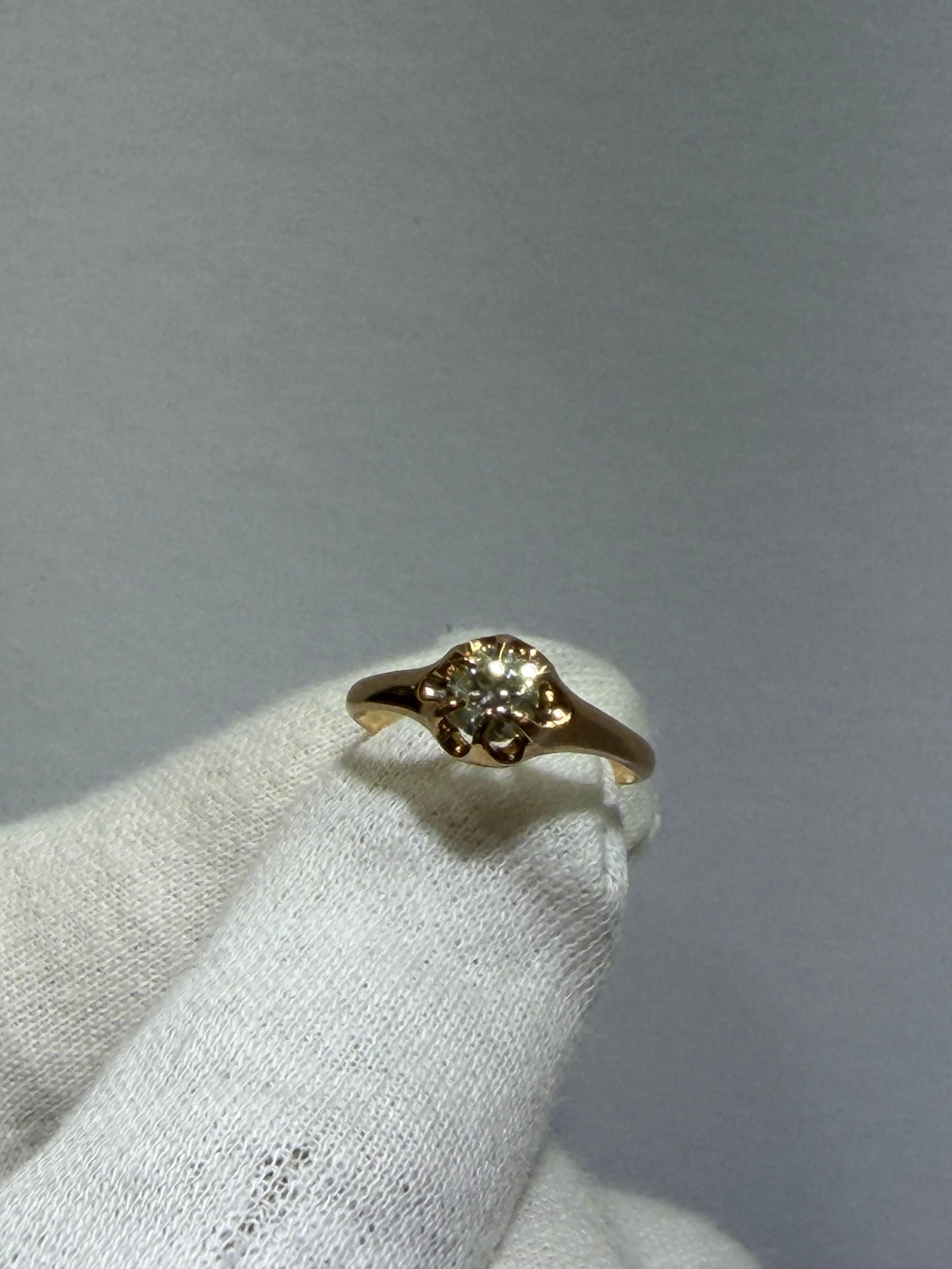 Antique Late Victorian 18K Rose Gold Solitaire Ring with 0.57ct Old European Cut Diamond, circa 1885–1905
