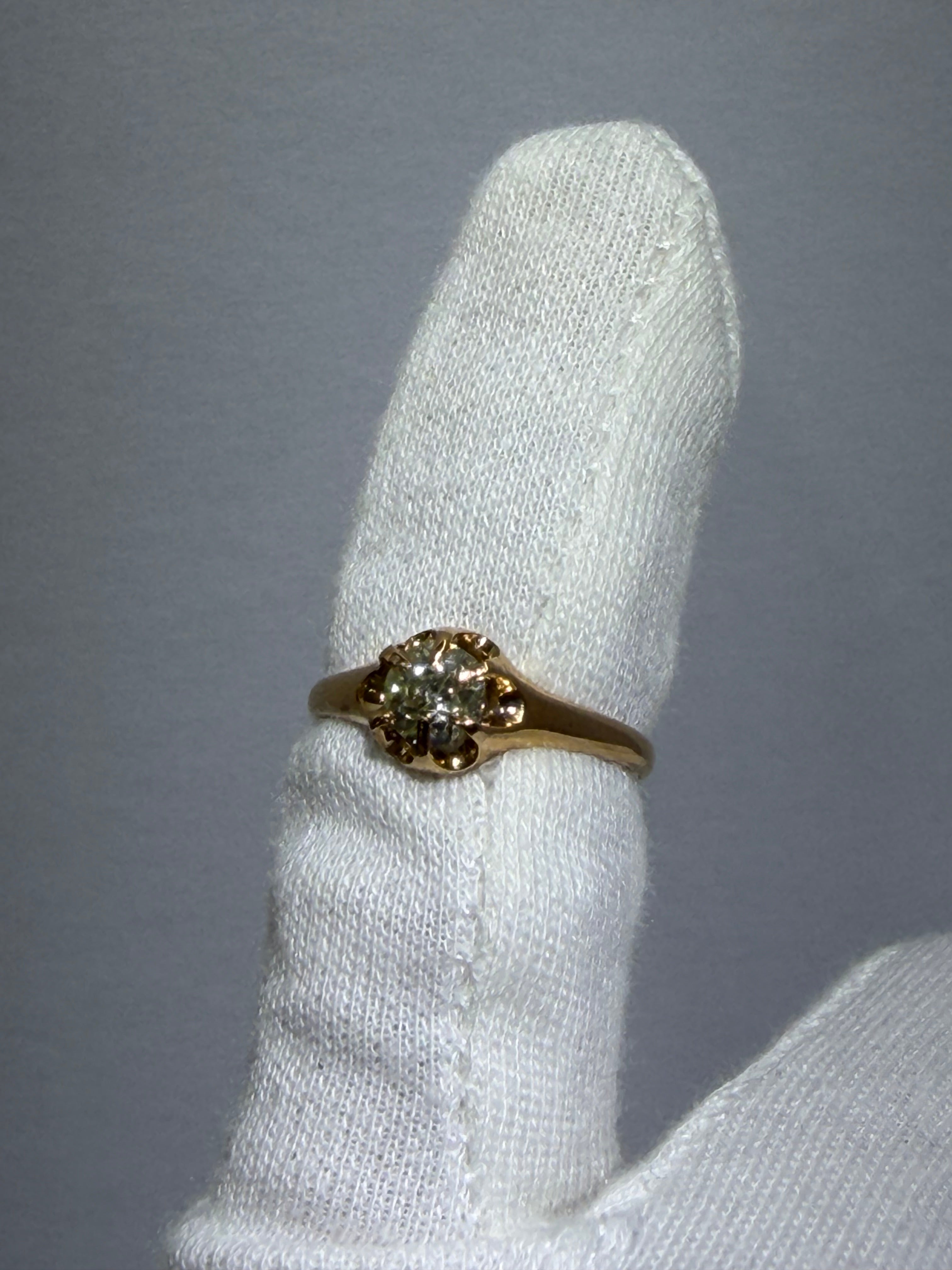 Antique Late Victorian 18K Rose Gold Solitaire Ring with 0.57ct Old European Cut Diamond, circa 1885–1905