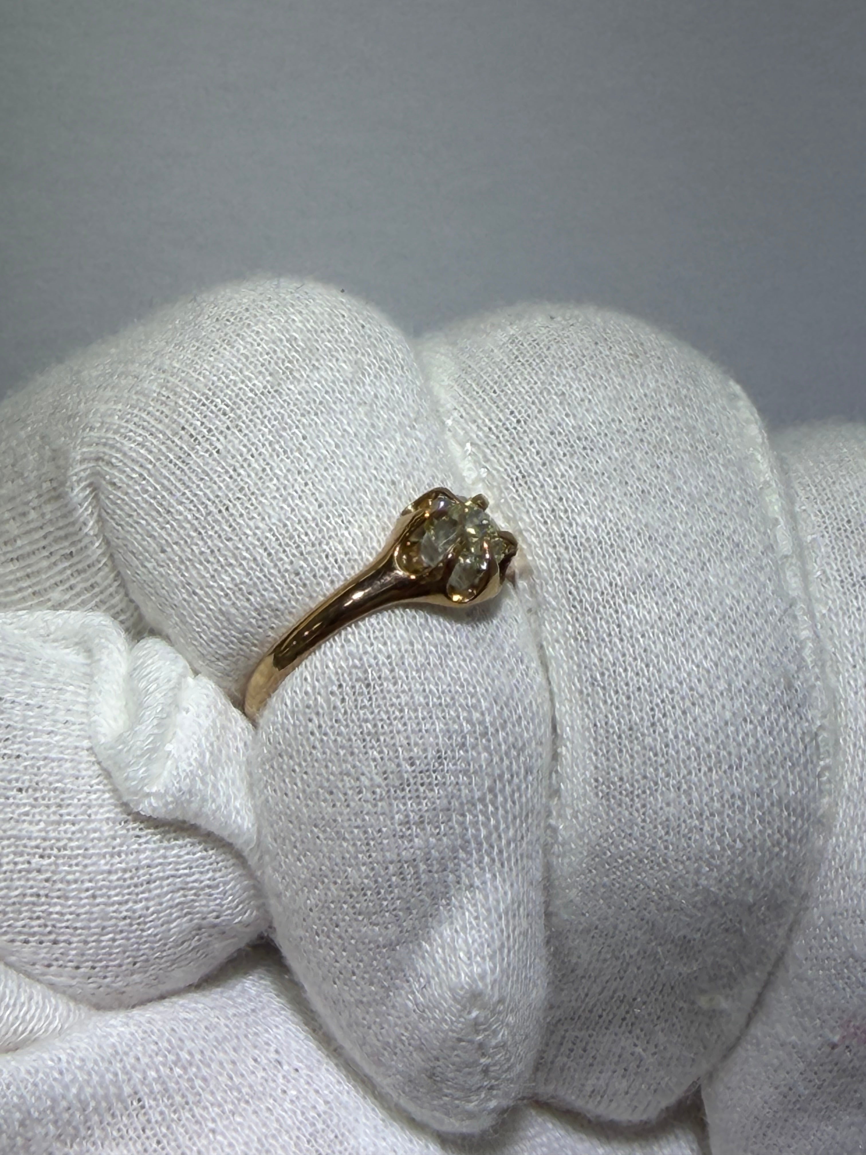 Antique Late Victorian 18K Rose Gold Solitaire Ring with 0.57ct Old European Cut Diamond, circa 1885–1905