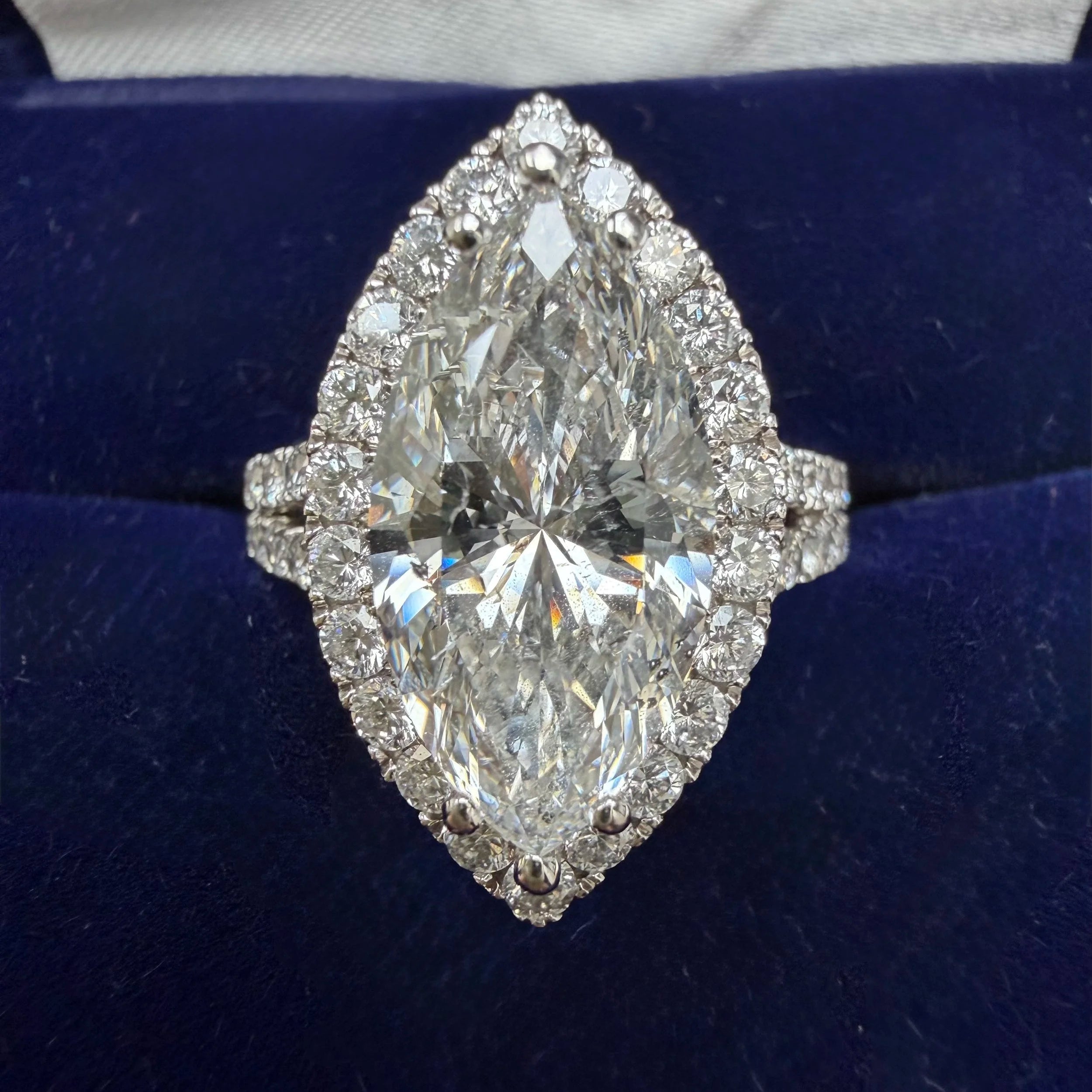 18k White Gold Marquise Natural Diamond Engagement Ring
