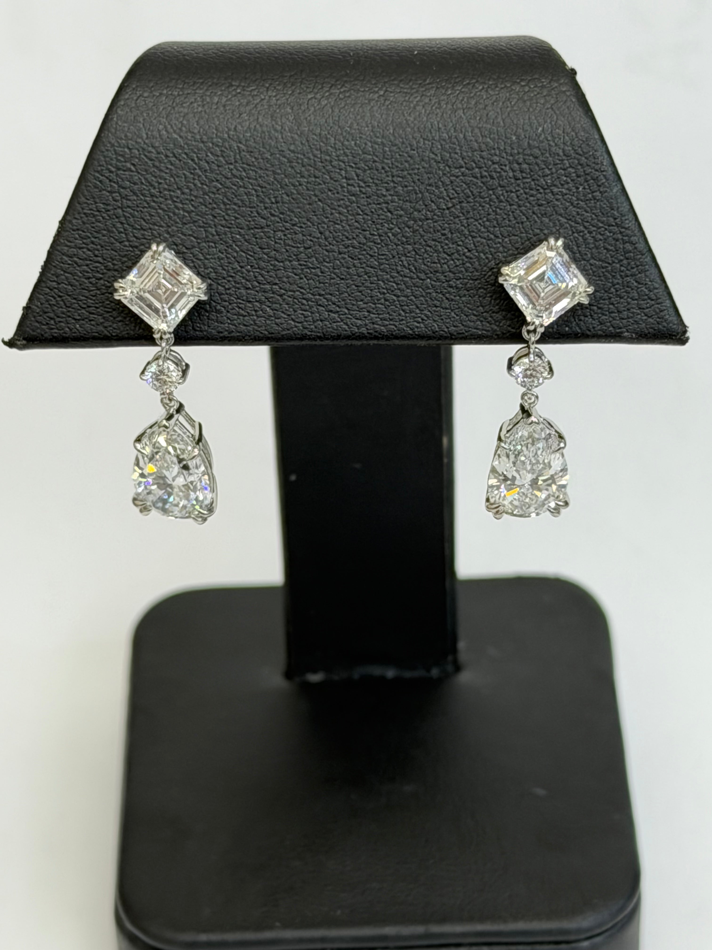 Platinum Lab Grown Diamond Drop Earrings – 6.34 CTW D/VS1