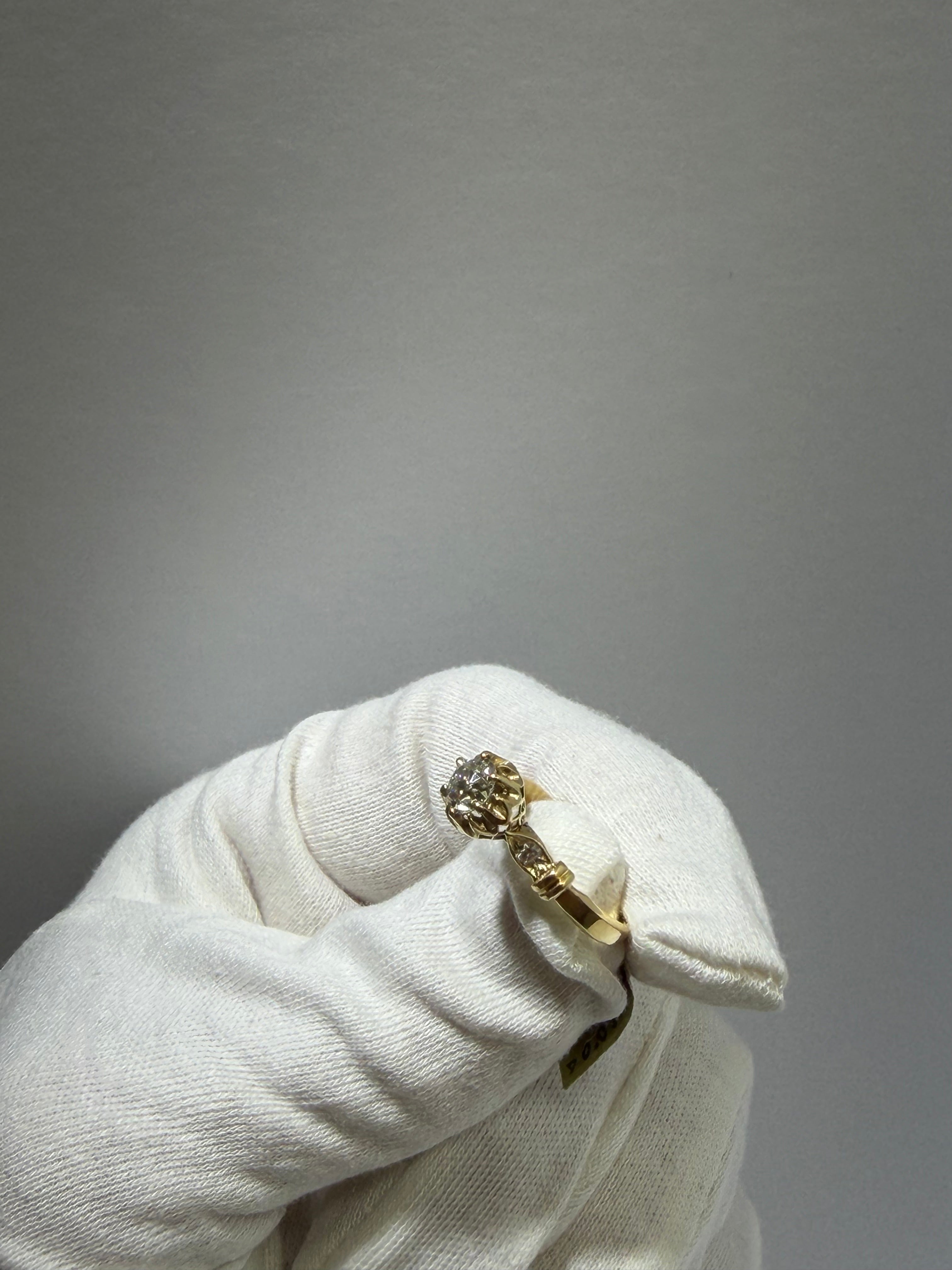 Antique Victorian 0.78 Carat Old European Cut Diamond Solitaire Ring in 14K Yellow Gold