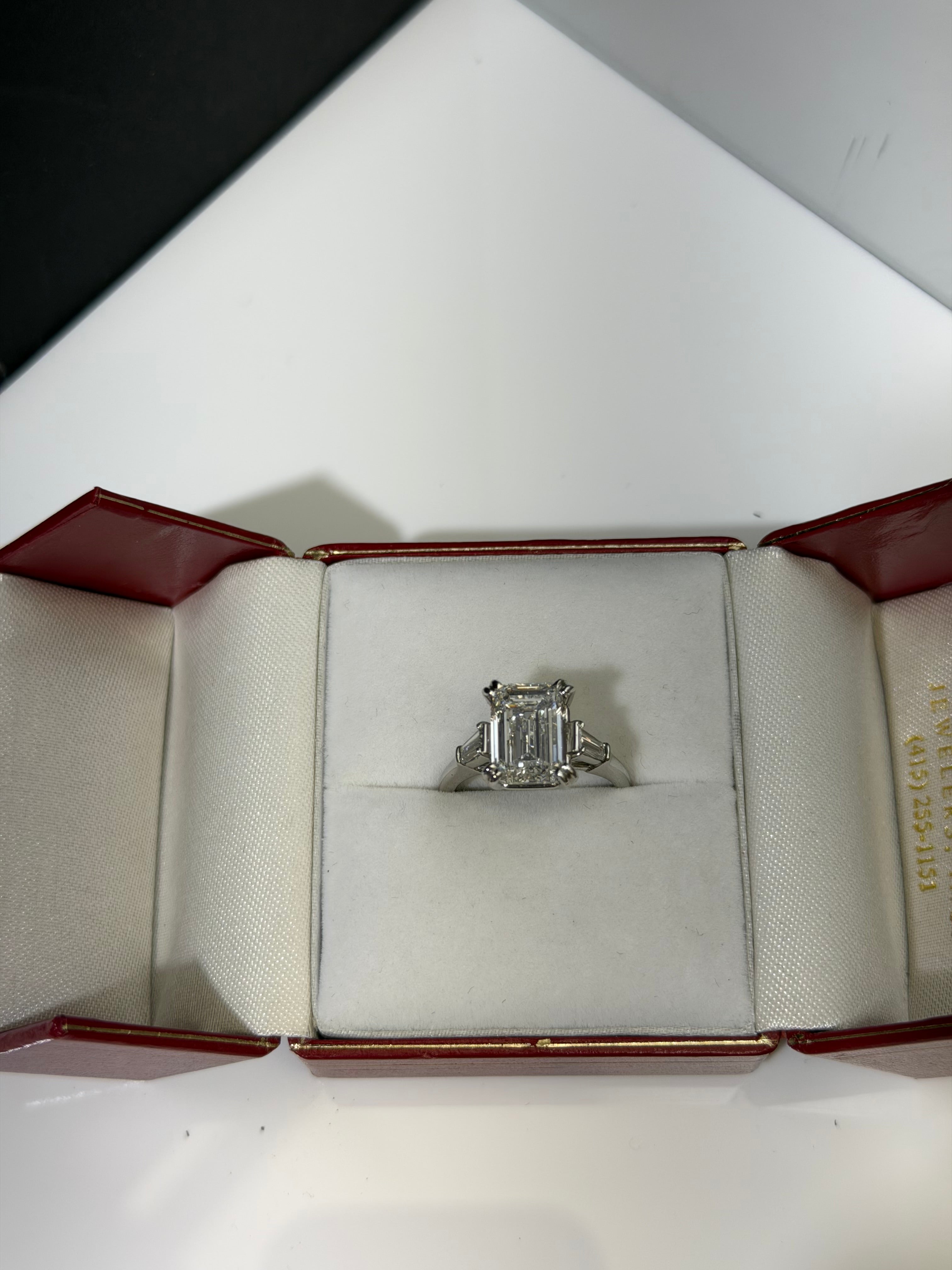 Vintage Harry Winston Platinum Emerald Cut Lab Diamond Ring | Restored Estate Mounting | 4.05 CT