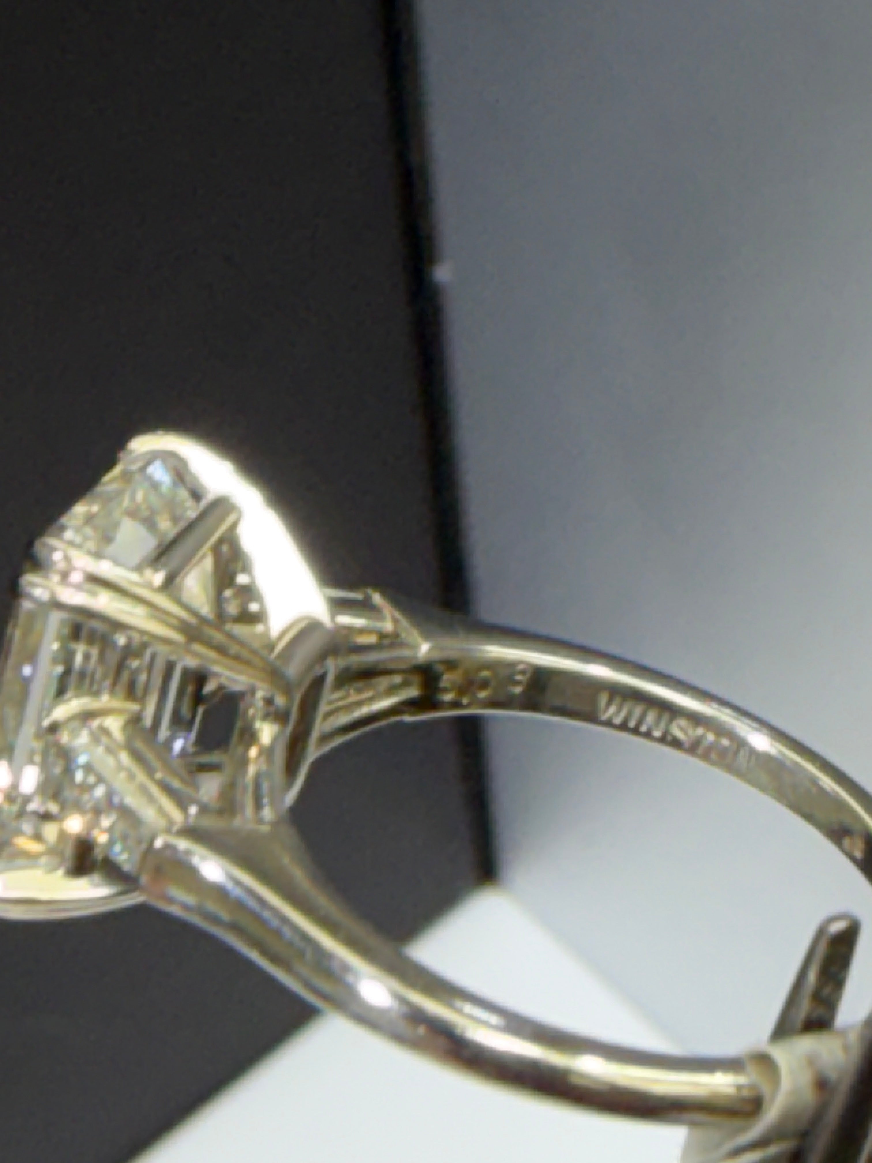 Vintage Harry Winston Platinum Emerald Cut Lab Diamond Ring | Restored Estate Mounting | 4.05 CT