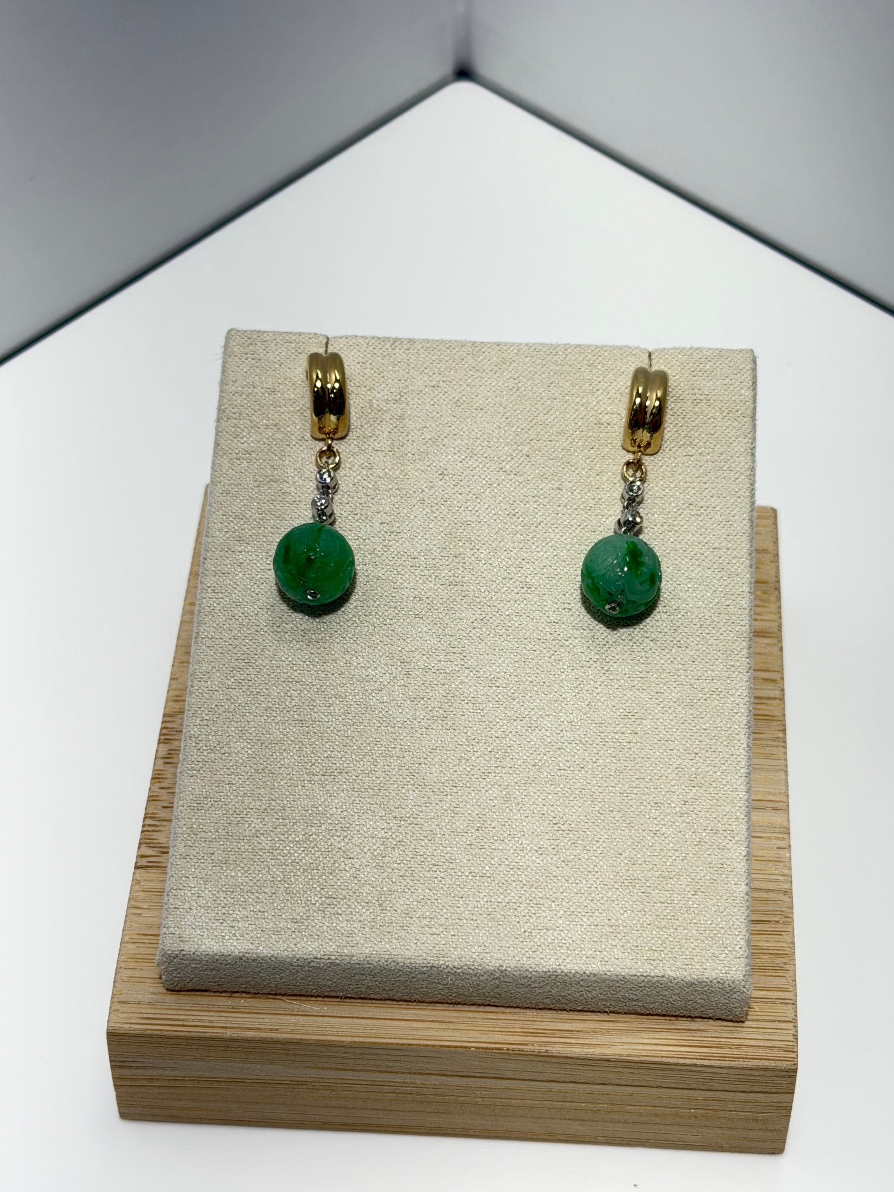 Jade & Diamond Drop Earrings