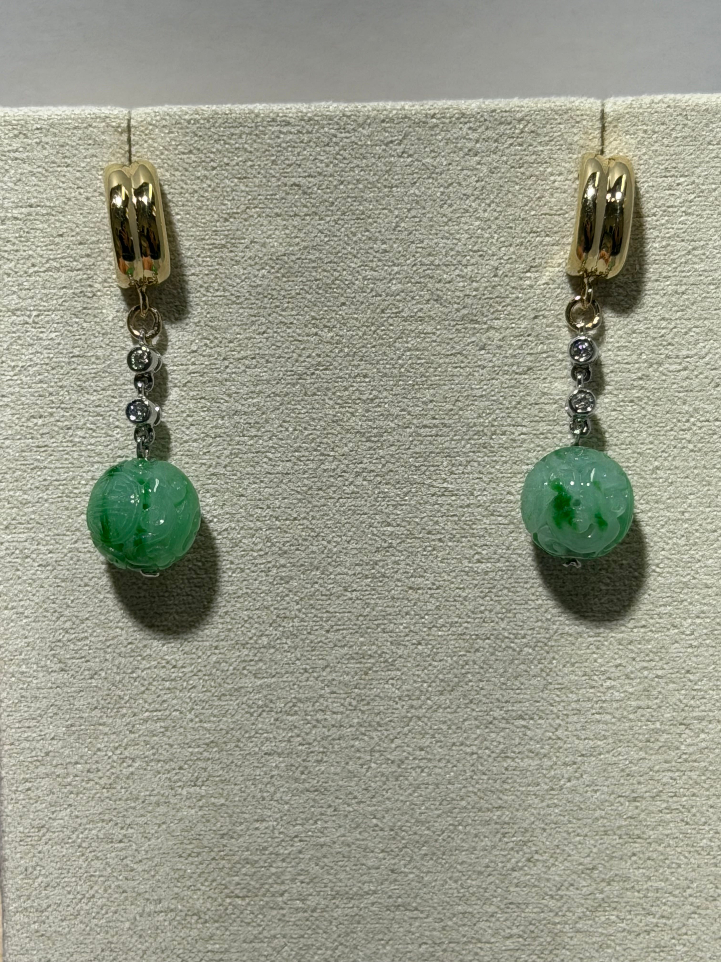 Jade & Diamond Drop Earrings