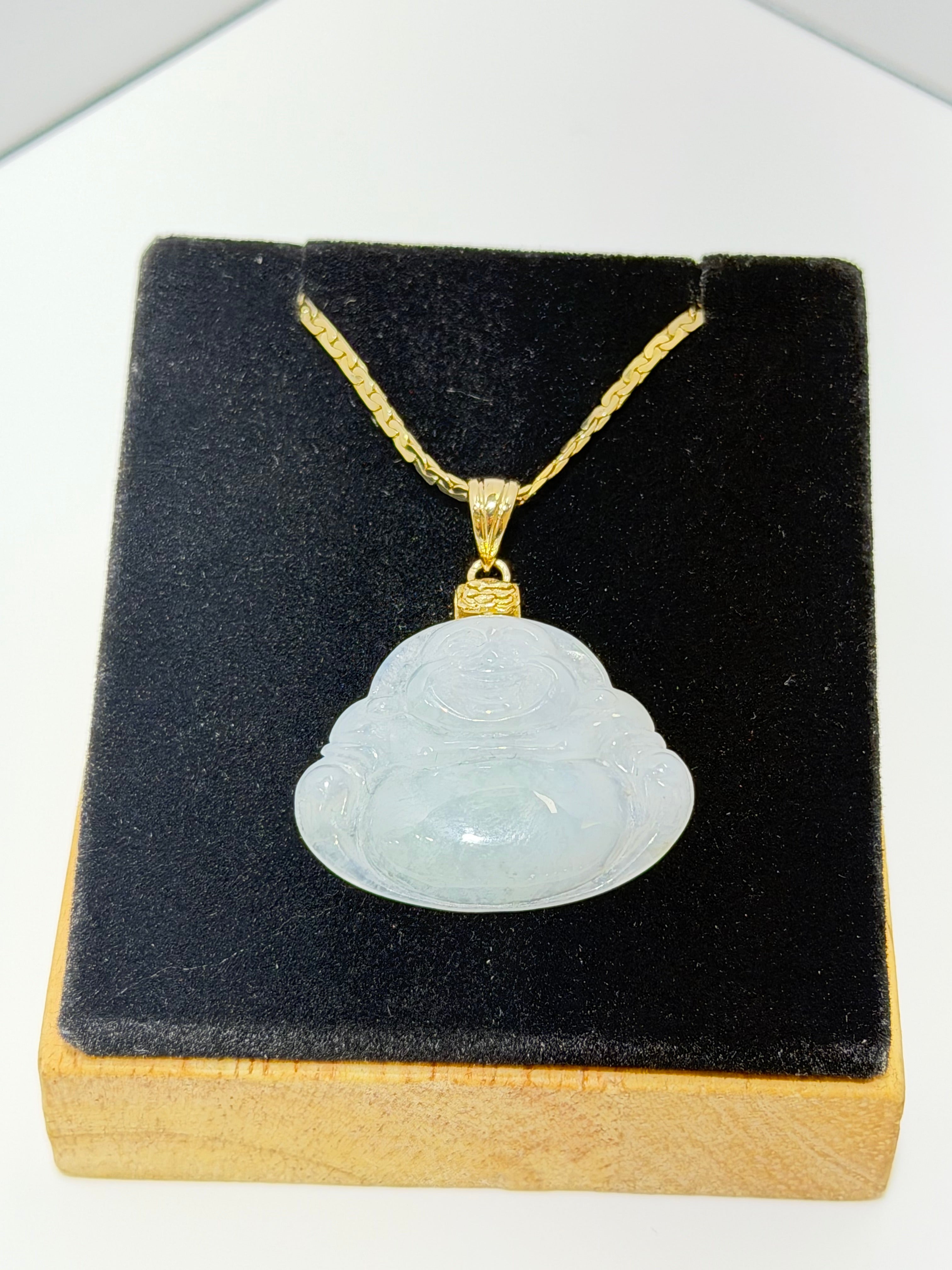 Ice Jade Laughing Buddha Pendant