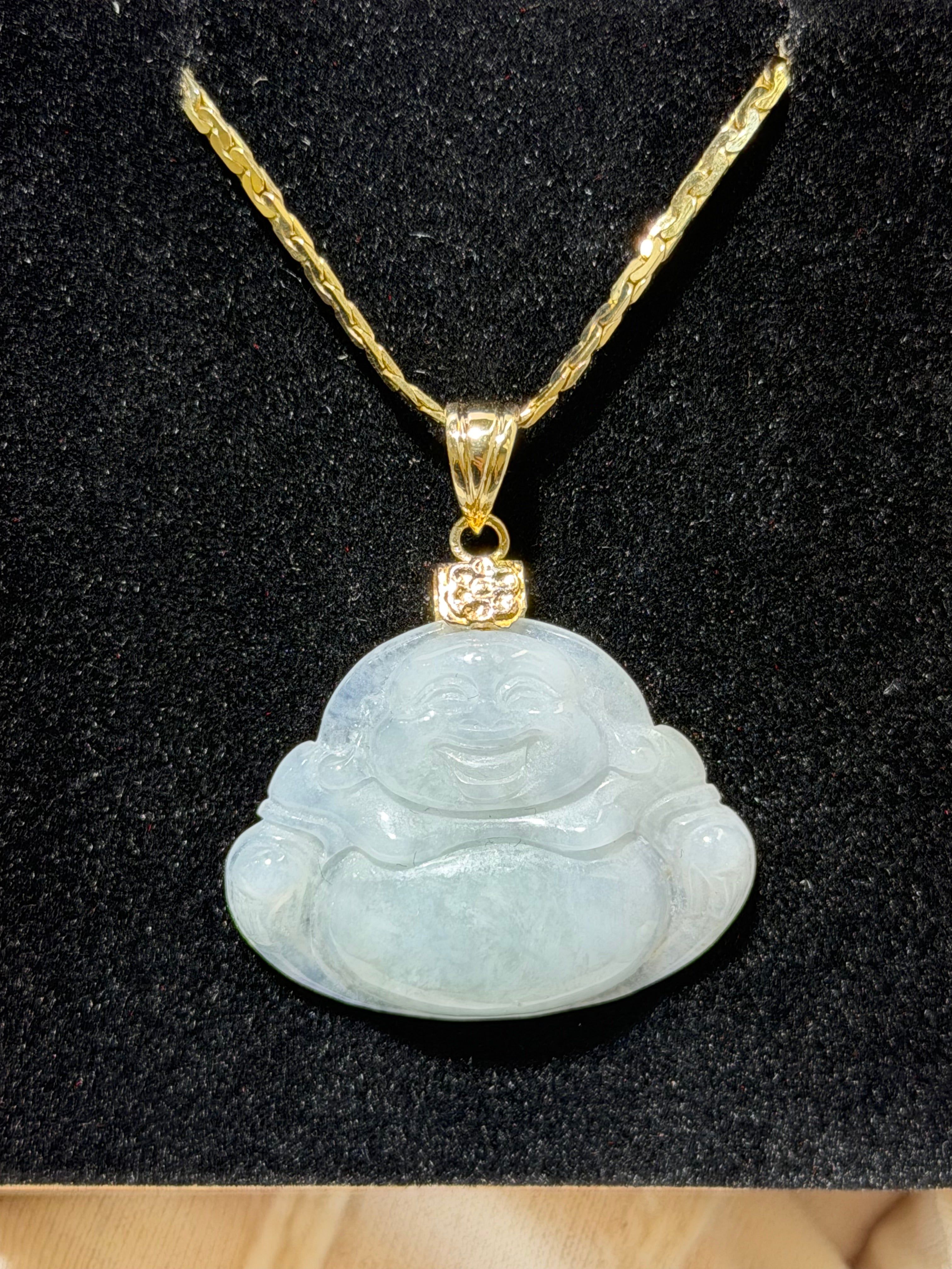 Ice Jade Laughing Buddha Pendant