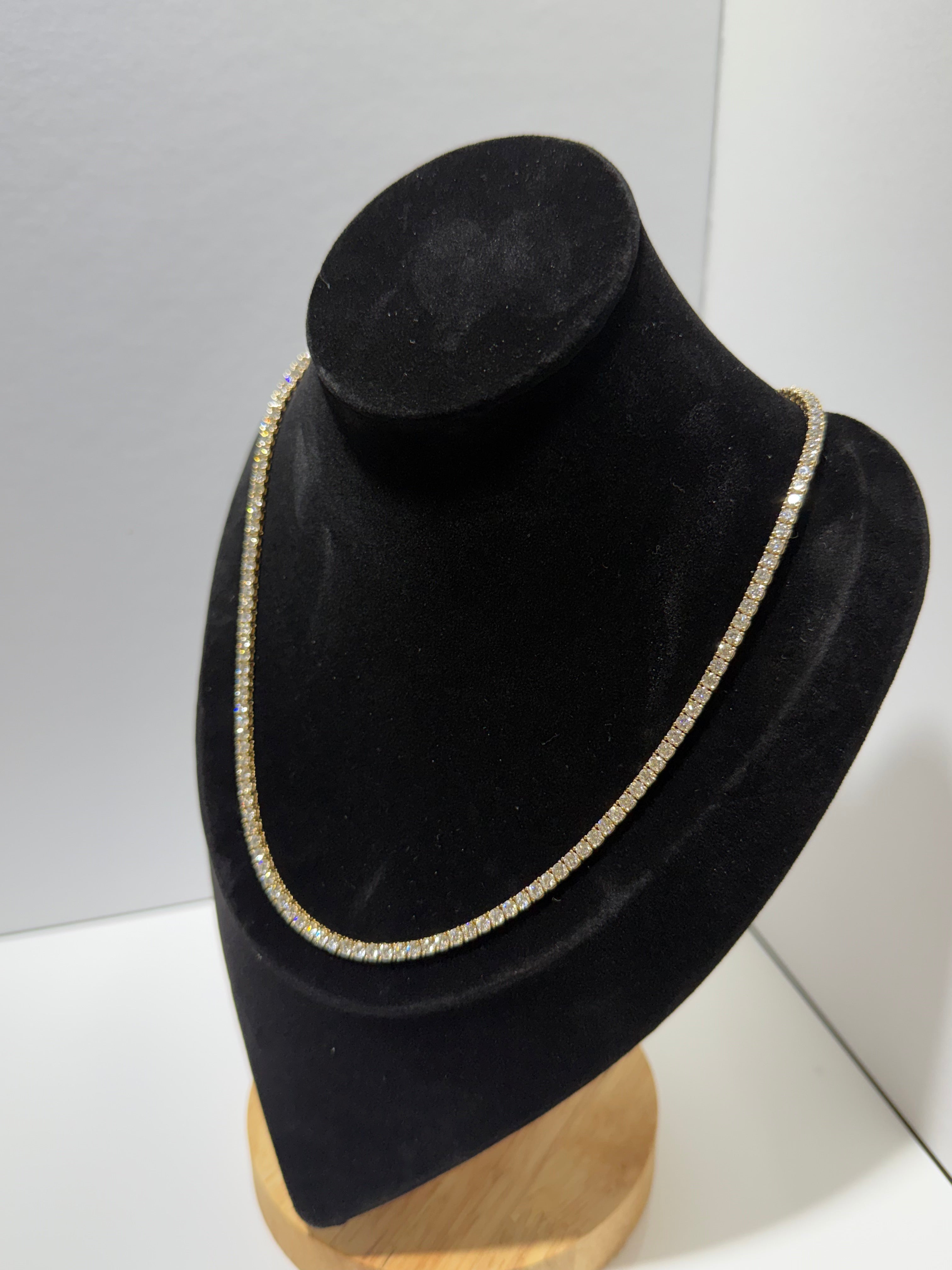 12 CTW Lab Grown Diamond Tennis Necklace – 14K Yellow Gold