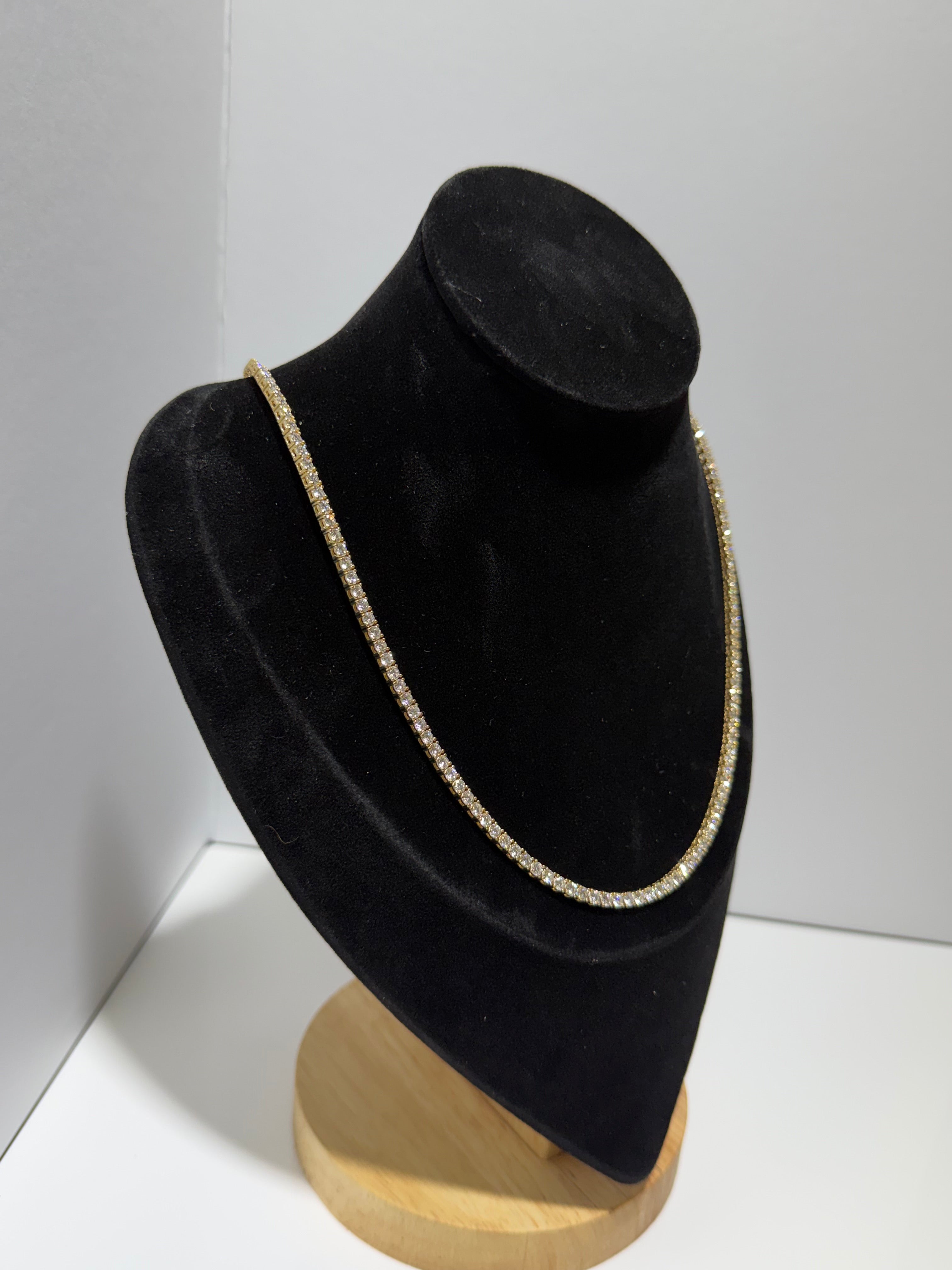 12 CTW Lab Grown Diamond Tennis Necklace – 14K Yellow Gold