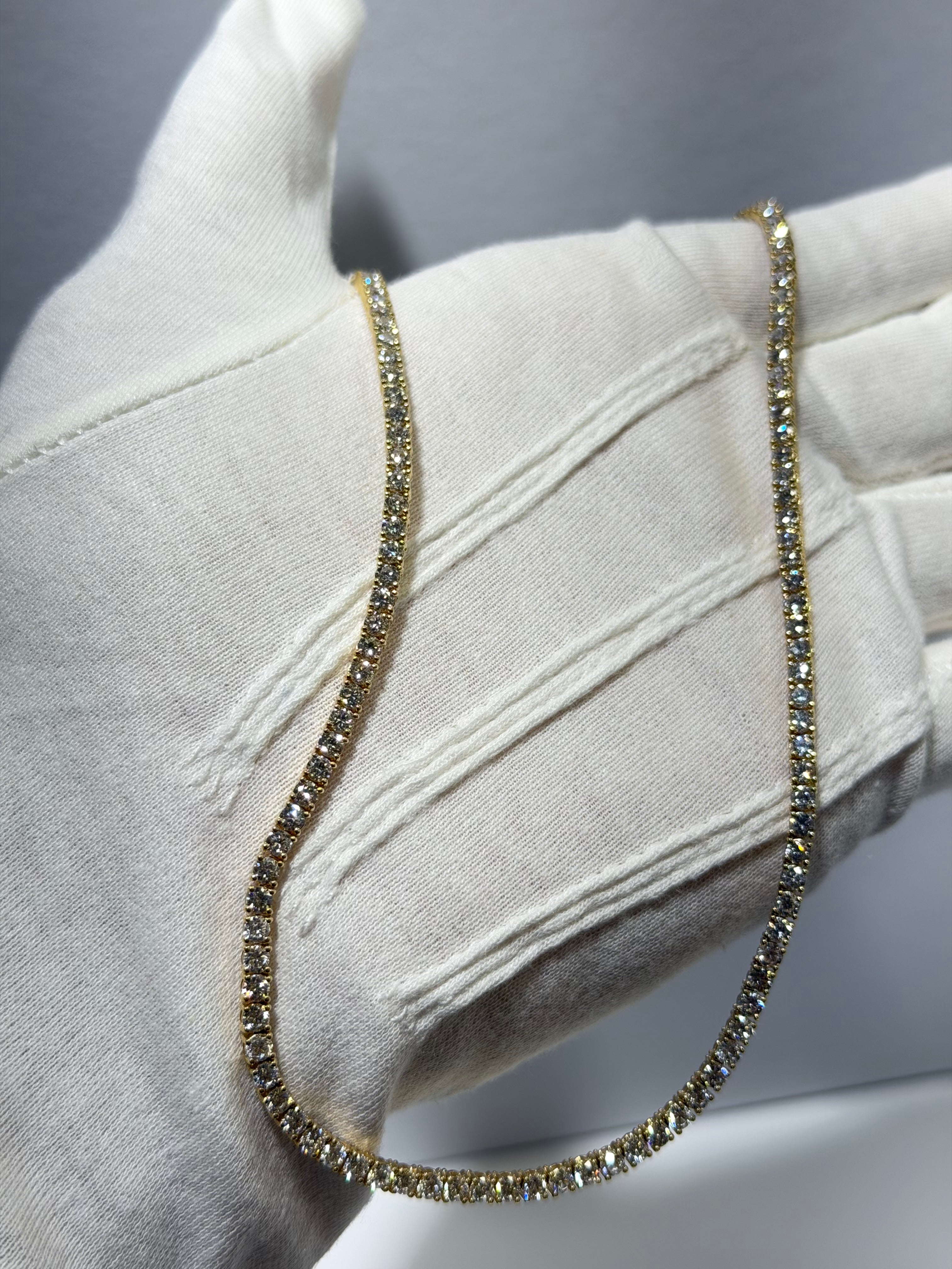 12 CTW Lab Grown Diamond Tennis Necklace – 14K Yellow Gold