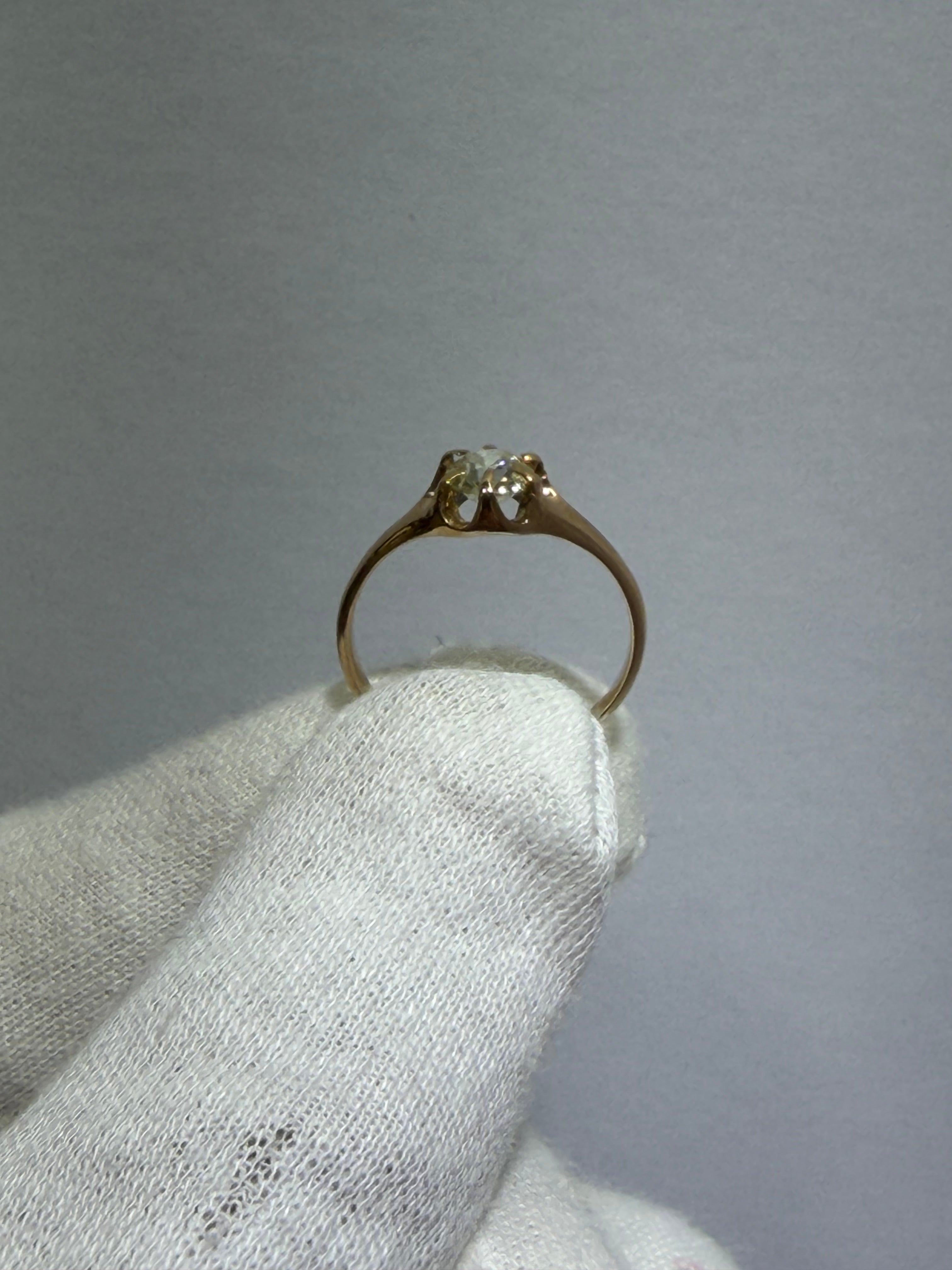 Antique Late Victorian 18K Rose Gold Solitaire Ring with 0.57ct Old European Cut Diamond, circa 1885–1905
