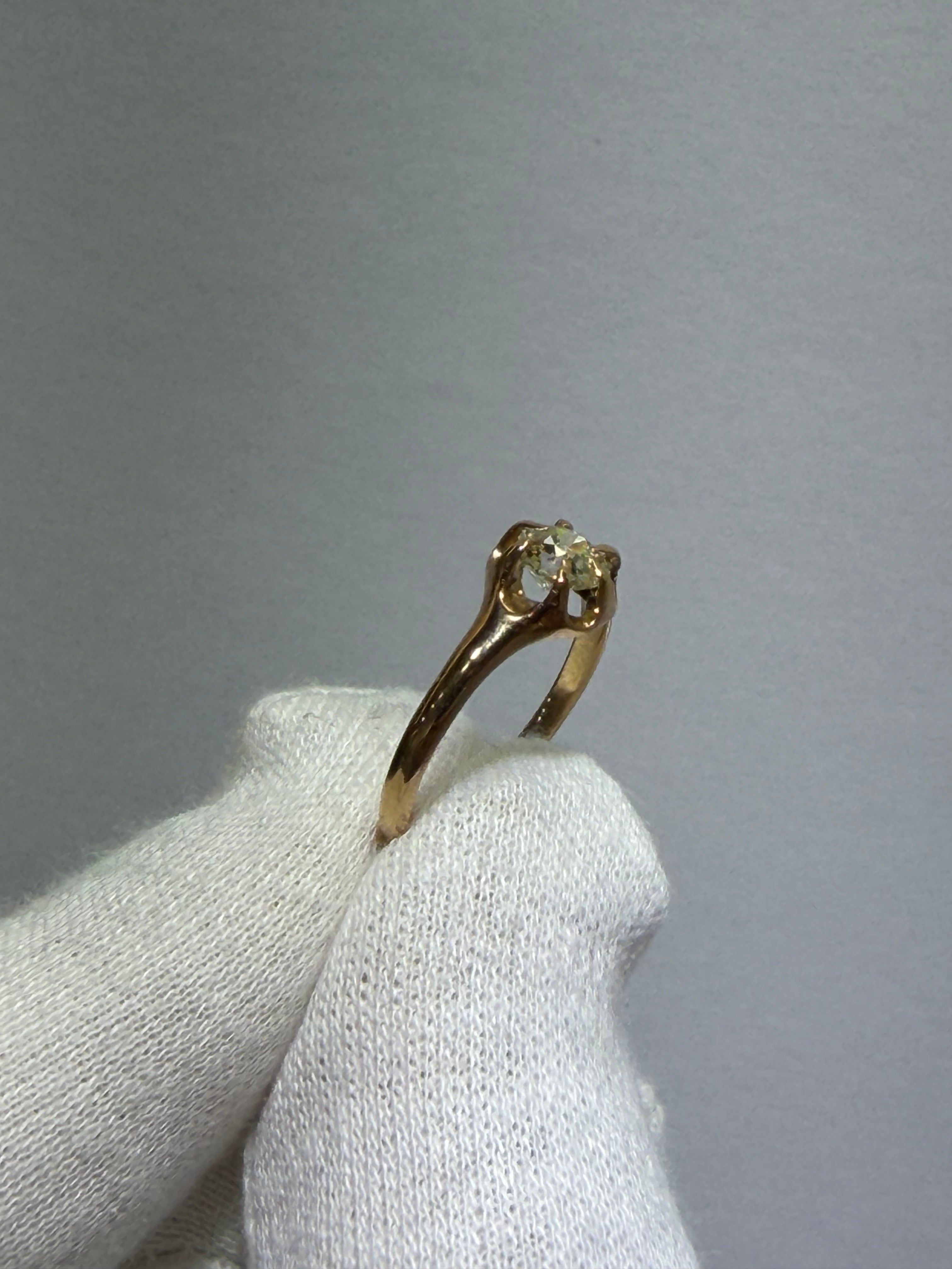 Antique Late Victorian 18K Rose Gold Solitaire Ring with 0.57ct Old European Cut Diamond, circa 1885–1905