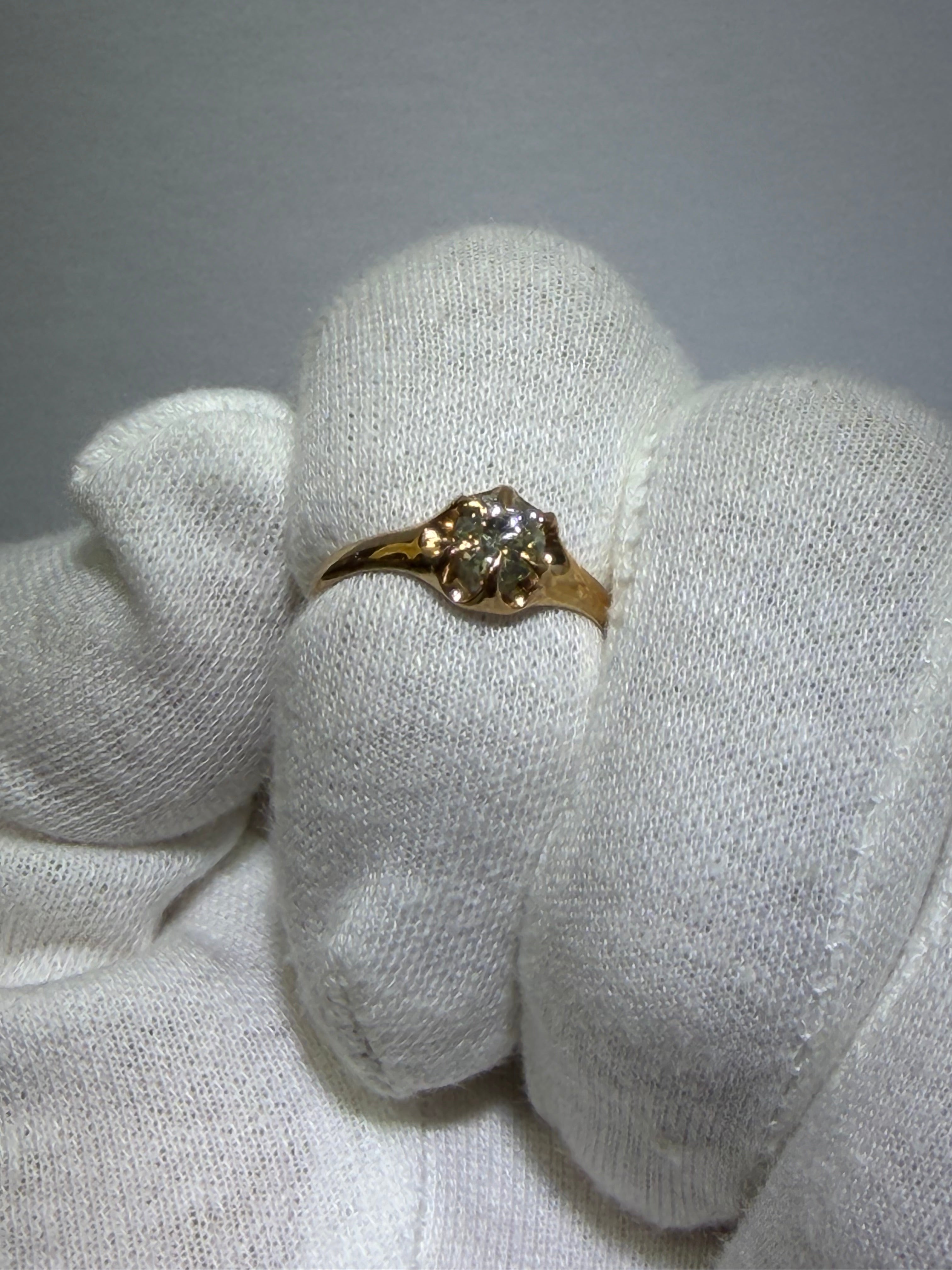 Antique Late Victorian 18K Rose Gold Solitaire Ring with 0.57ct Old European Cut Diamond, circa 1885–1905