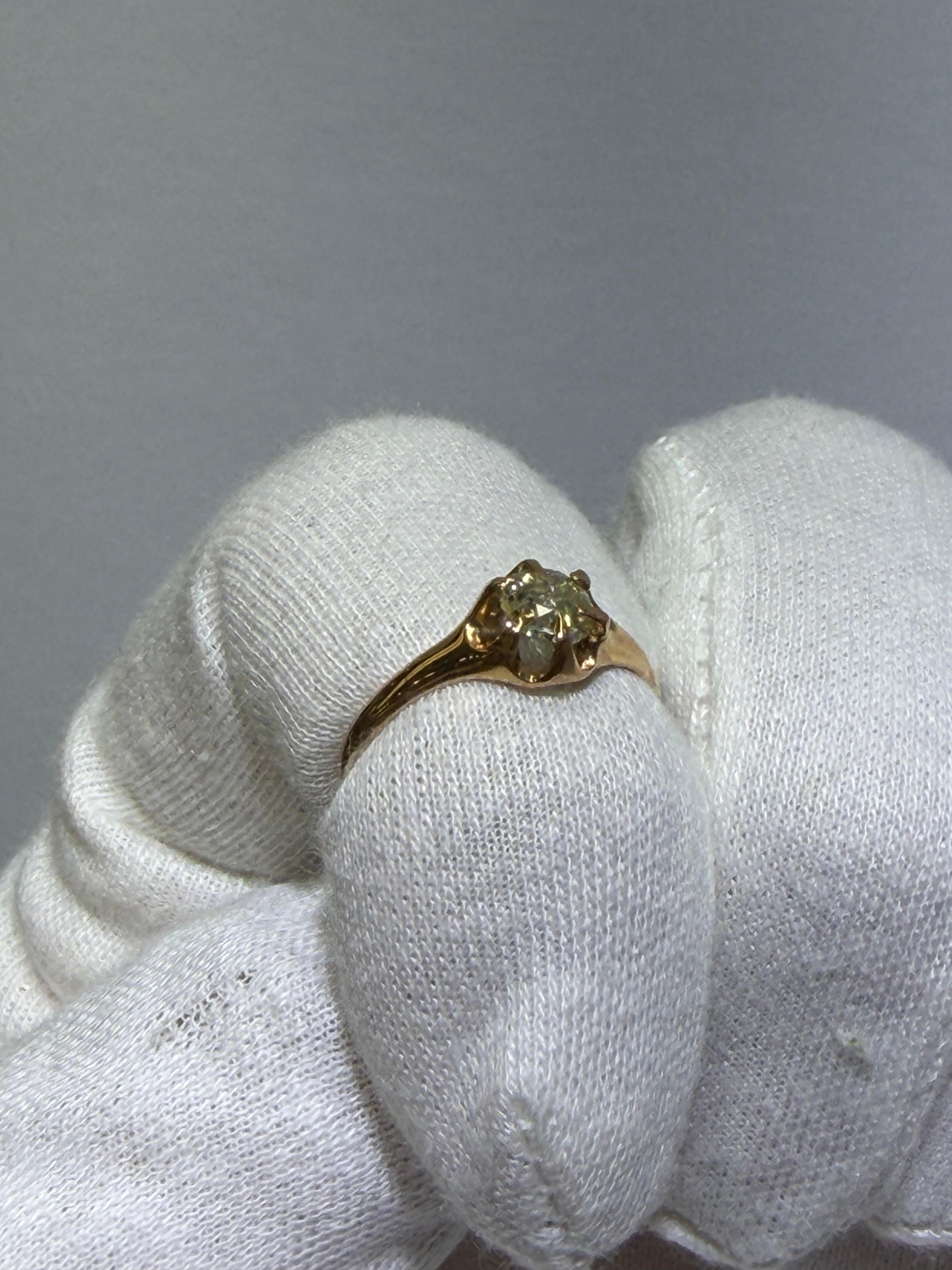 Antique Late Victorian 18K Rose Gold Solitaire Ring with 0.57ct Old European Cut Diamond, circa 1885–1905