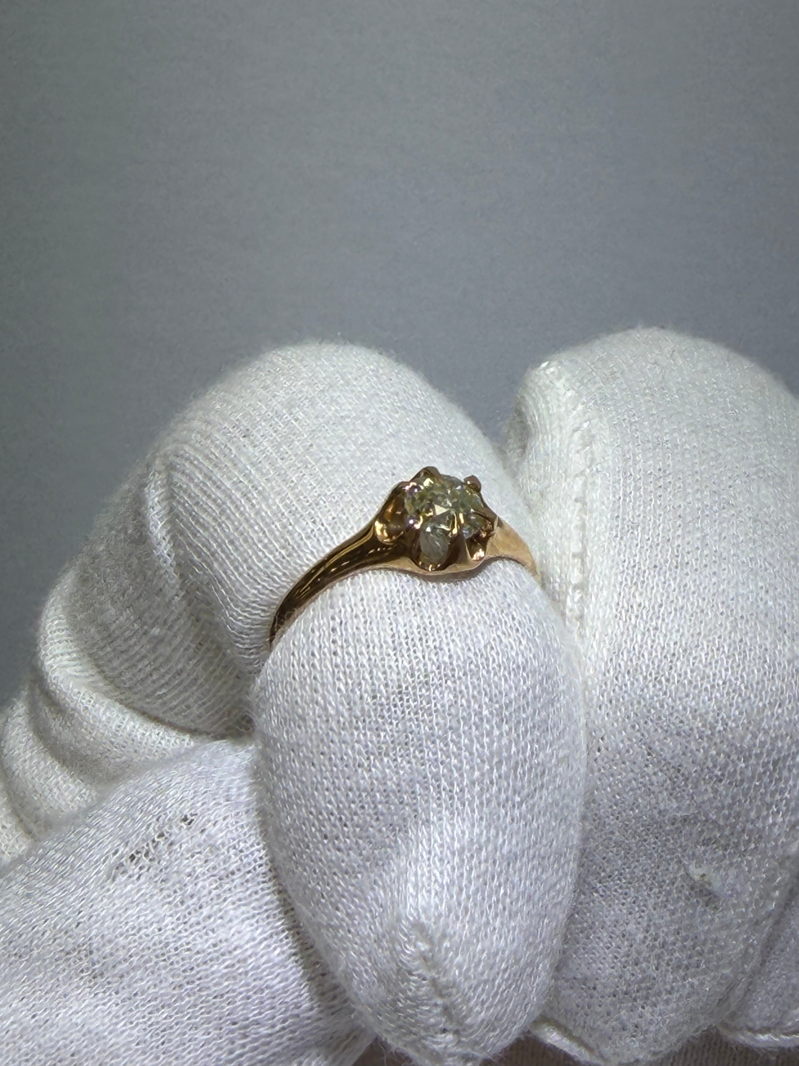 Antique Late Victorian 18K Rose Gold Solitaire Ring with 0.57ct Old European Cut Diamond, circa 1885–1905